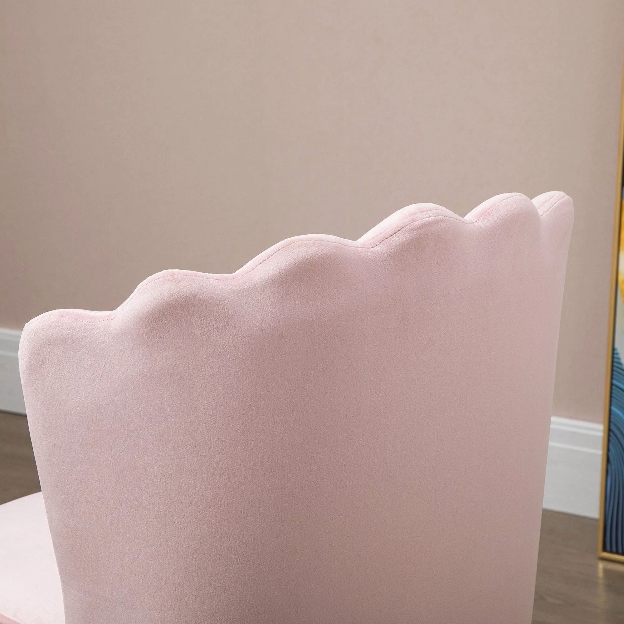Velvet-Feel Shell Luxe Accent Chair - Image 9
