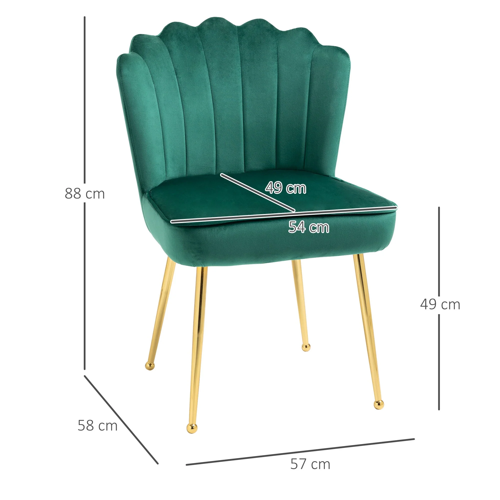 Velvet-Feel Shell Luxe Accent Chair - Image 3