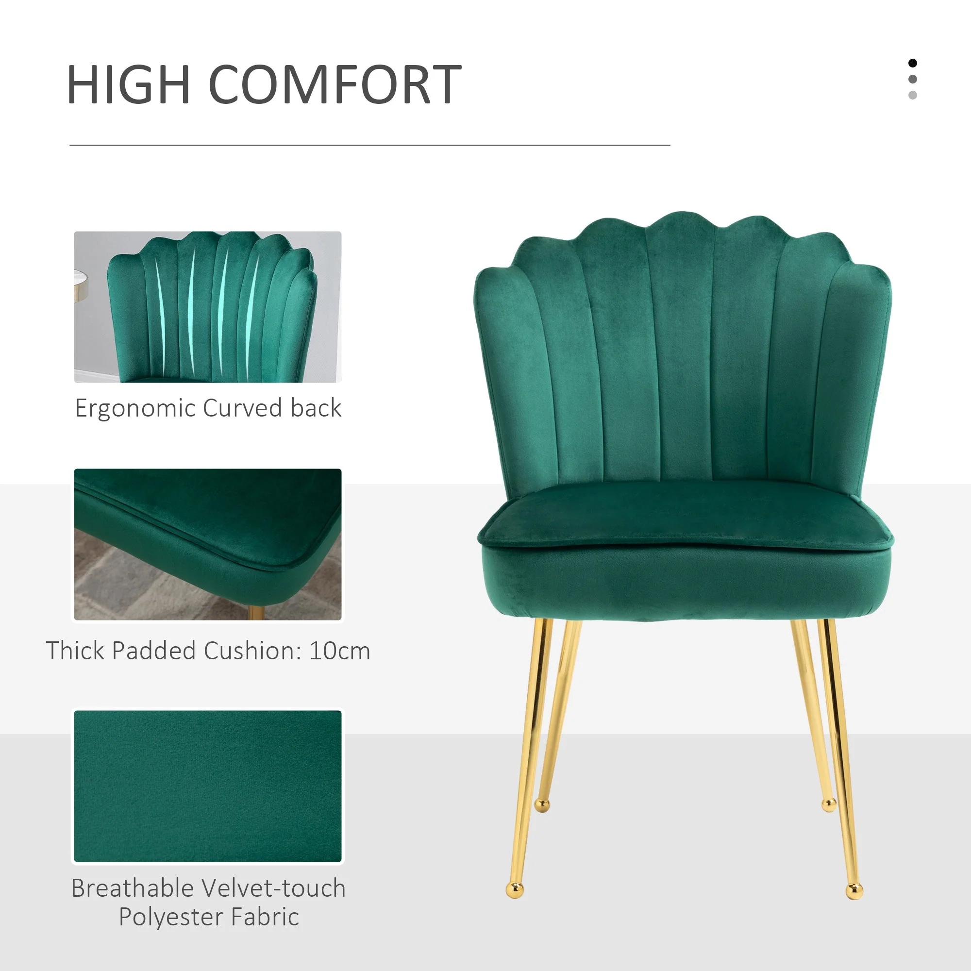 Velvet-Feel Shell Luxe Accent Chair - Image 4