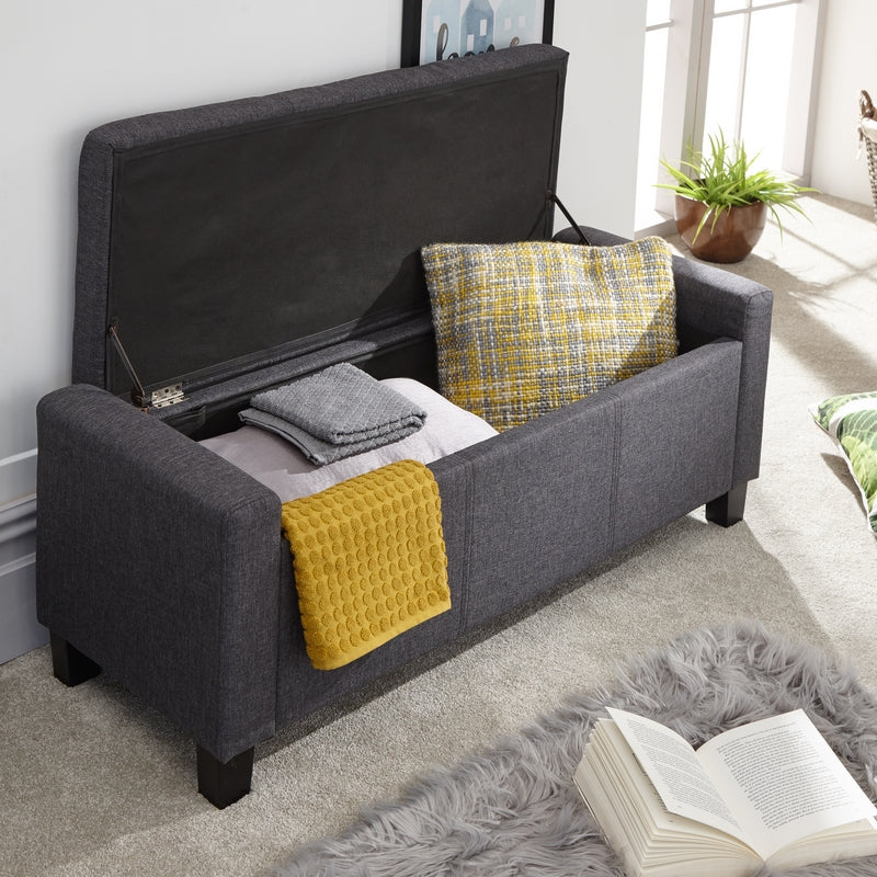 Verona Large Ottoman Fabric Dark Grey 1 Door - Image 2