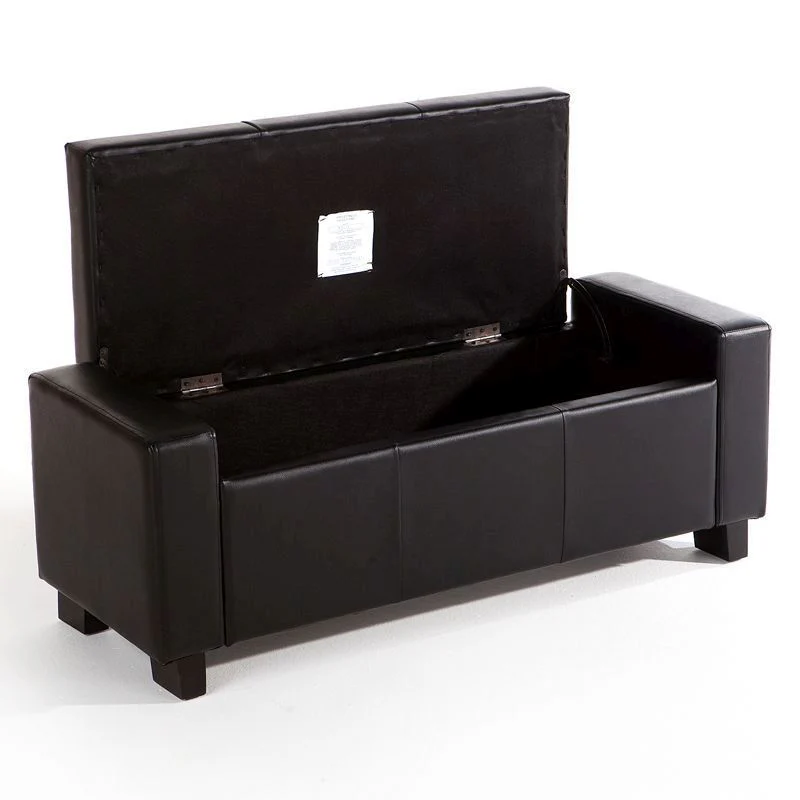 Verona Large Ottoman Faux Leather Black 1 Door - Image 2