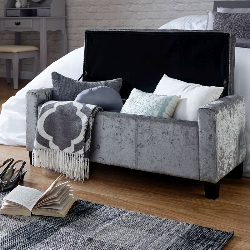 Verona Large Ottoman Wood & Fabric Grey 1 Door - Image 2