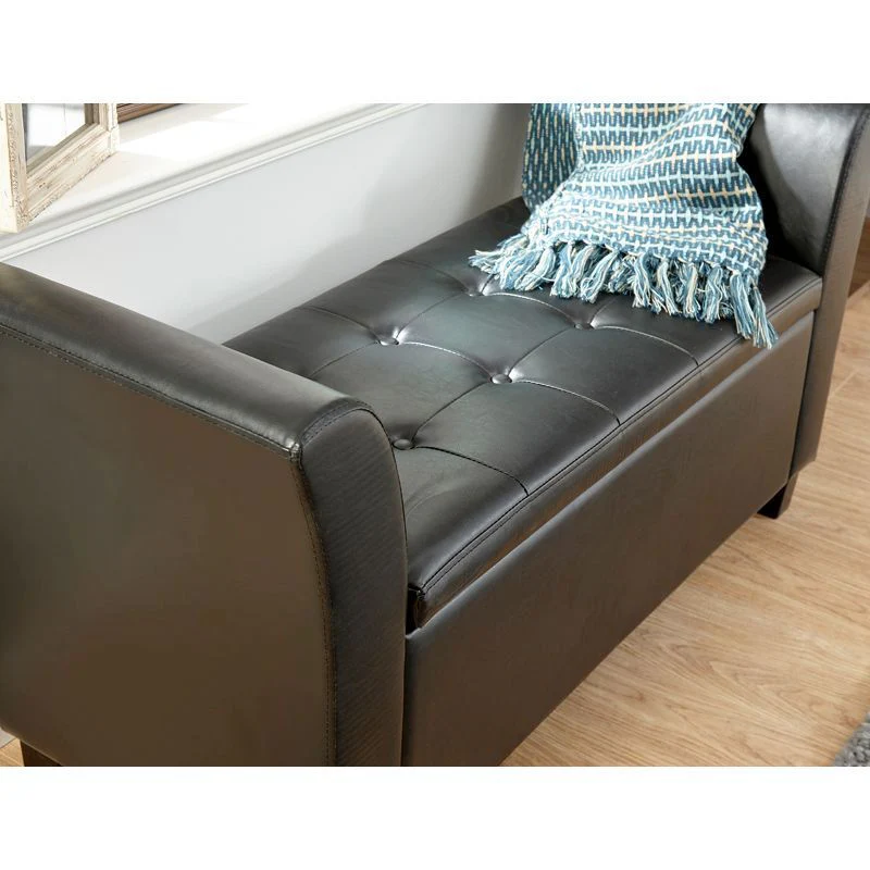 Verona Window Seat Faux Leather Black - Image 3