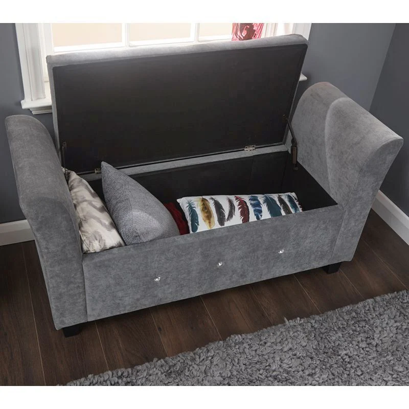 Verona Window Seat Wood & Fabric Grey - Image 3