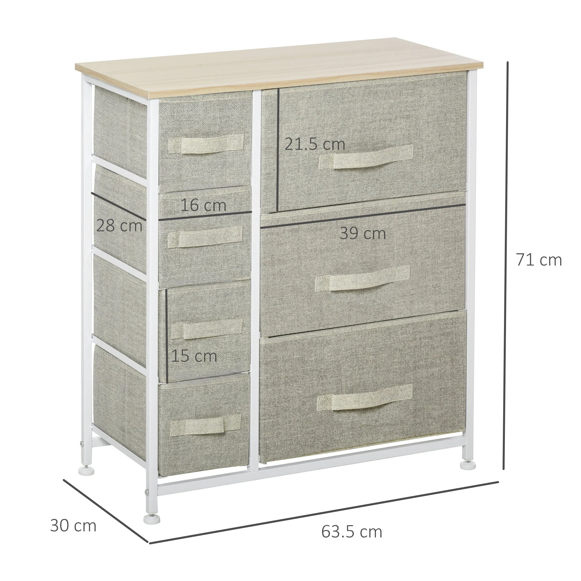 Vertical 7 Linen Drawers Cabinet Organizer Storage Dresser Tower with Metal Frame Adjustable Feet for Living Room - Image 3
