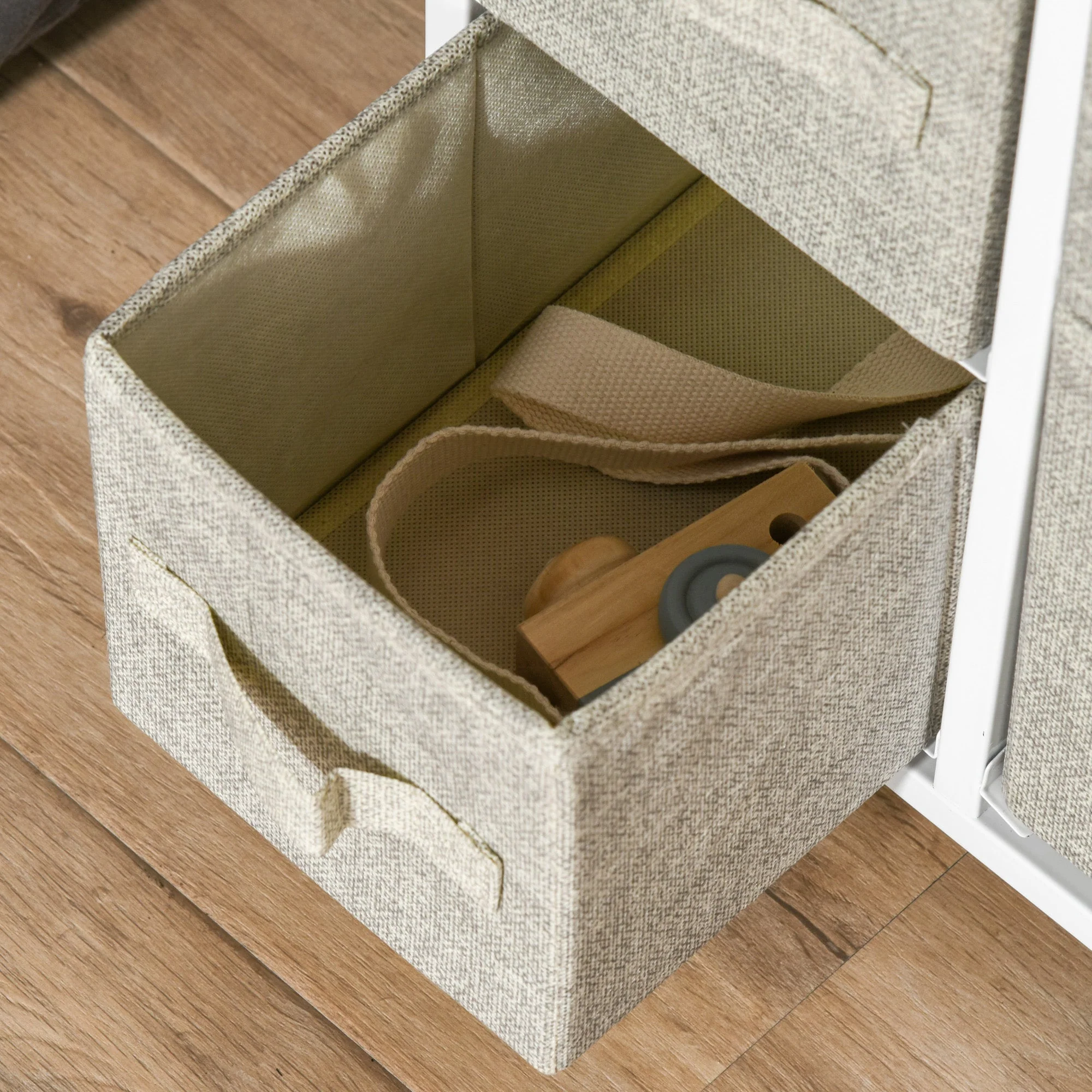 Vertical 7 Linen Drawers Cabinet Organizer Storage Dresser Tower with Metal Frame Adjustable Feet for Living Room - Image 8