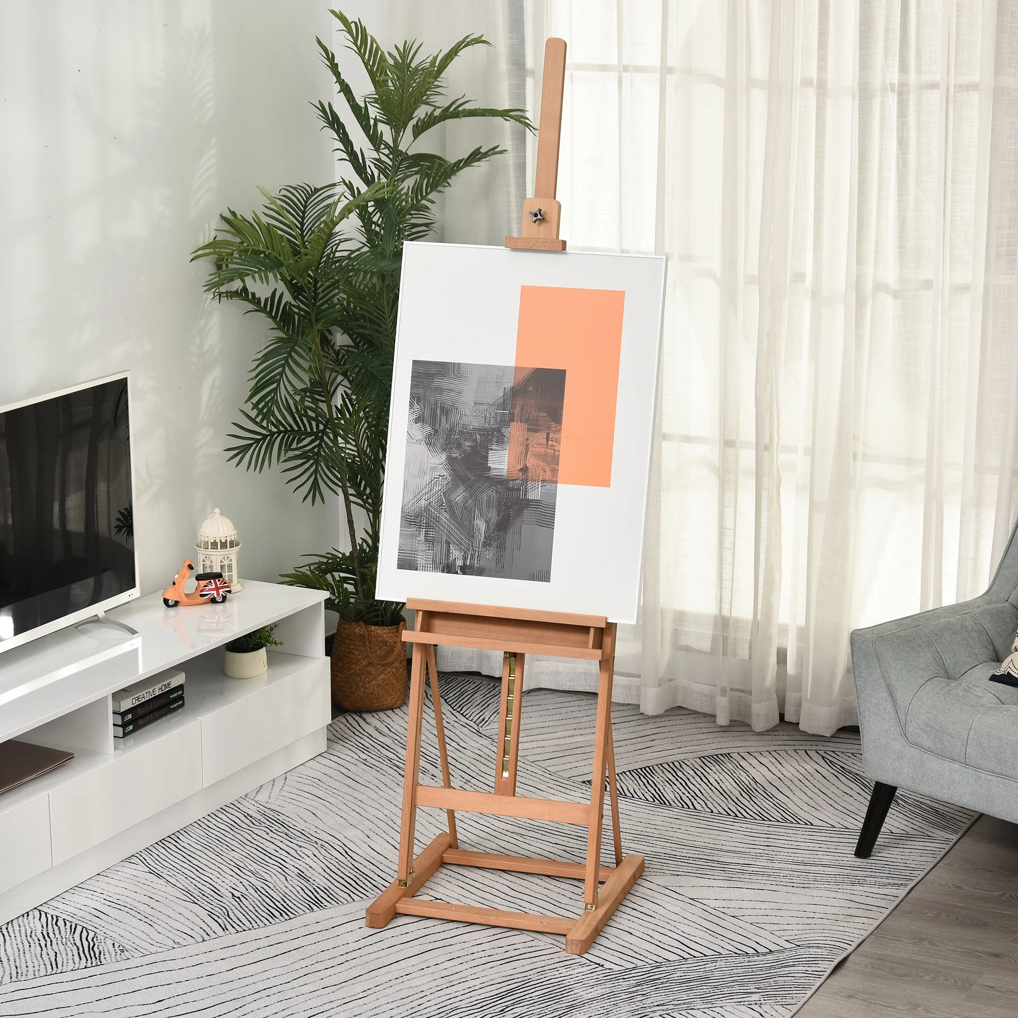 Vinsetto Art Studio Easel Height Adjustable W/ Canvas Holder Pencil Case Display Drawing - Image 2