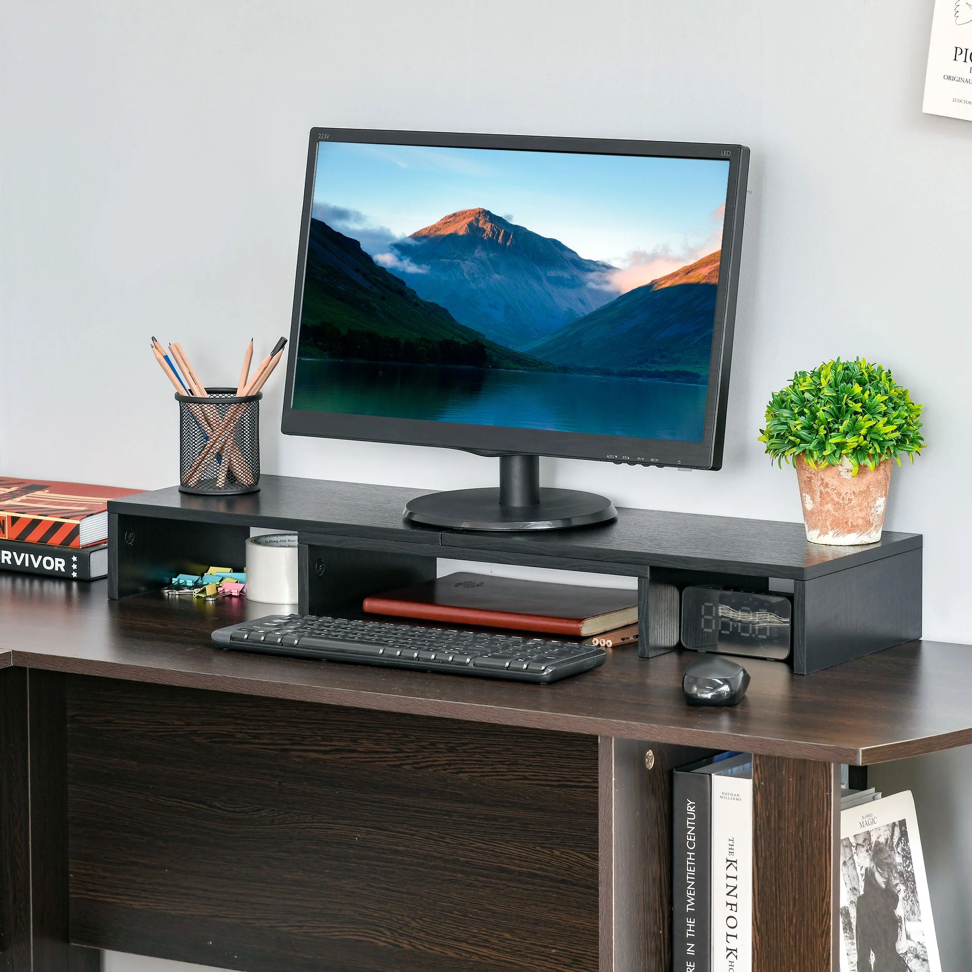 Vinsetto Dual Monitor Stand Riser With Adjustable Length And Angle - Image 2