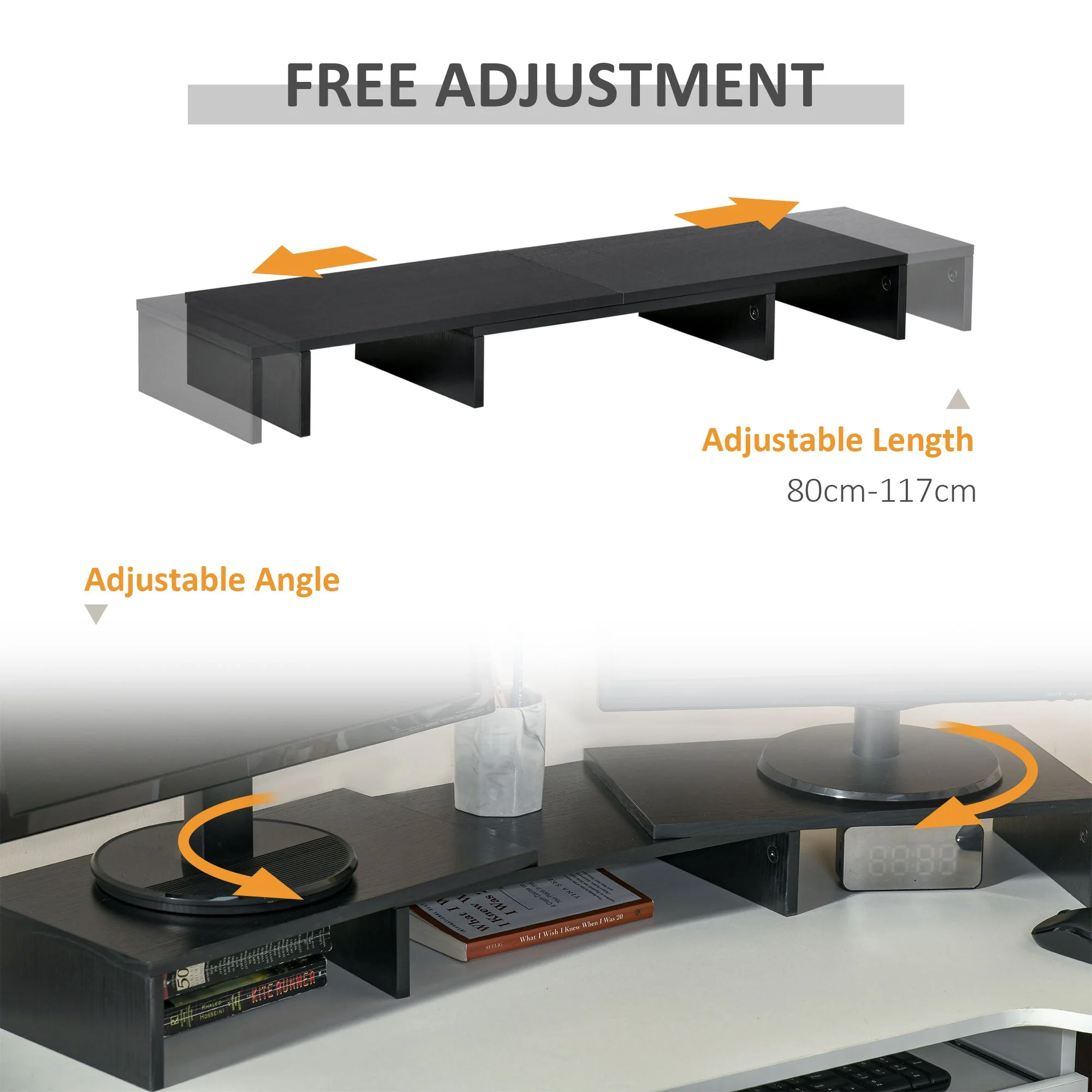 Vinsetto Dual Monitor Stand Riser With Adjustable Length And Angle - Image 5