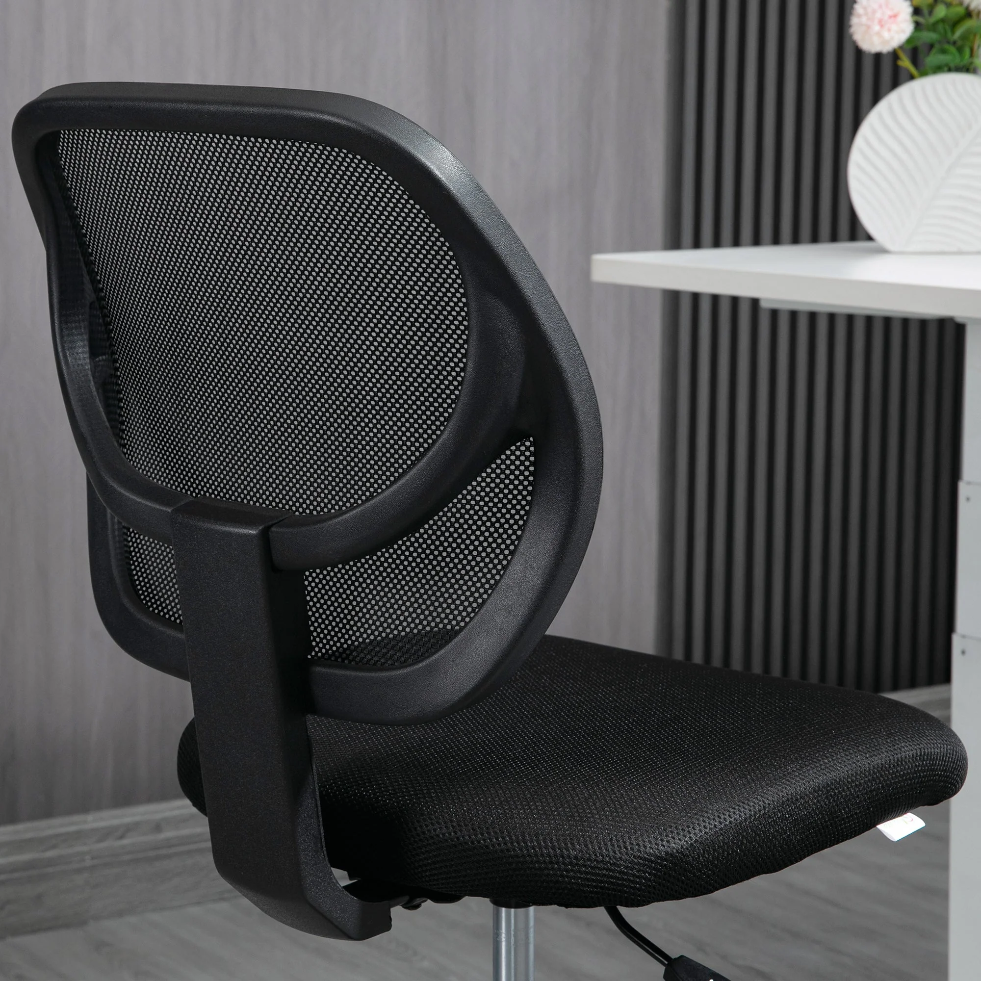Vinsetto Ergonomic Mesh Standing Desk Chair with Adjustable Footrest Ring and Seat Height Black - Image 9