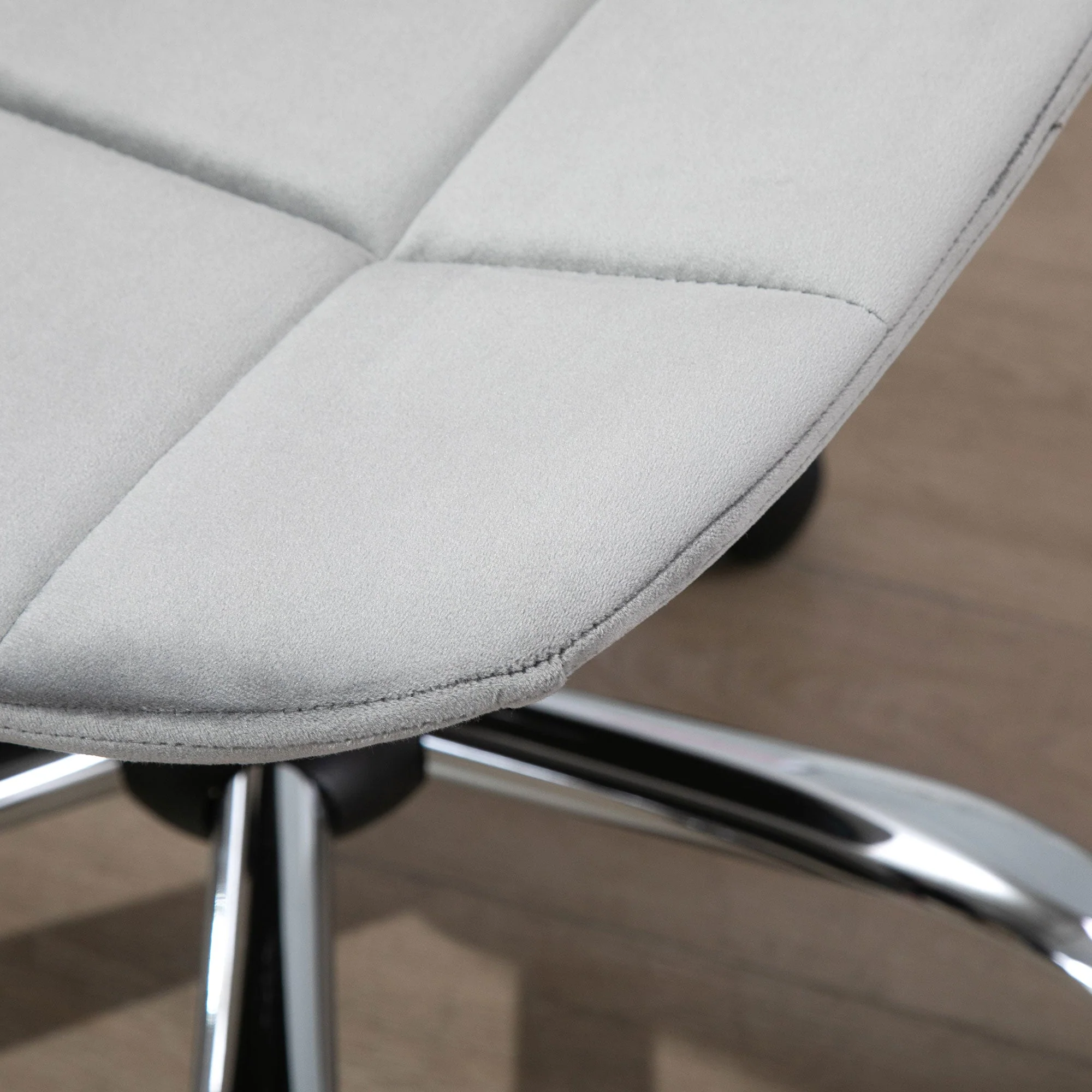 Vinsetto Ergonomic Office Chair Velvet Computer Home Study Chair Armless With Wheels Grey - Image 8
