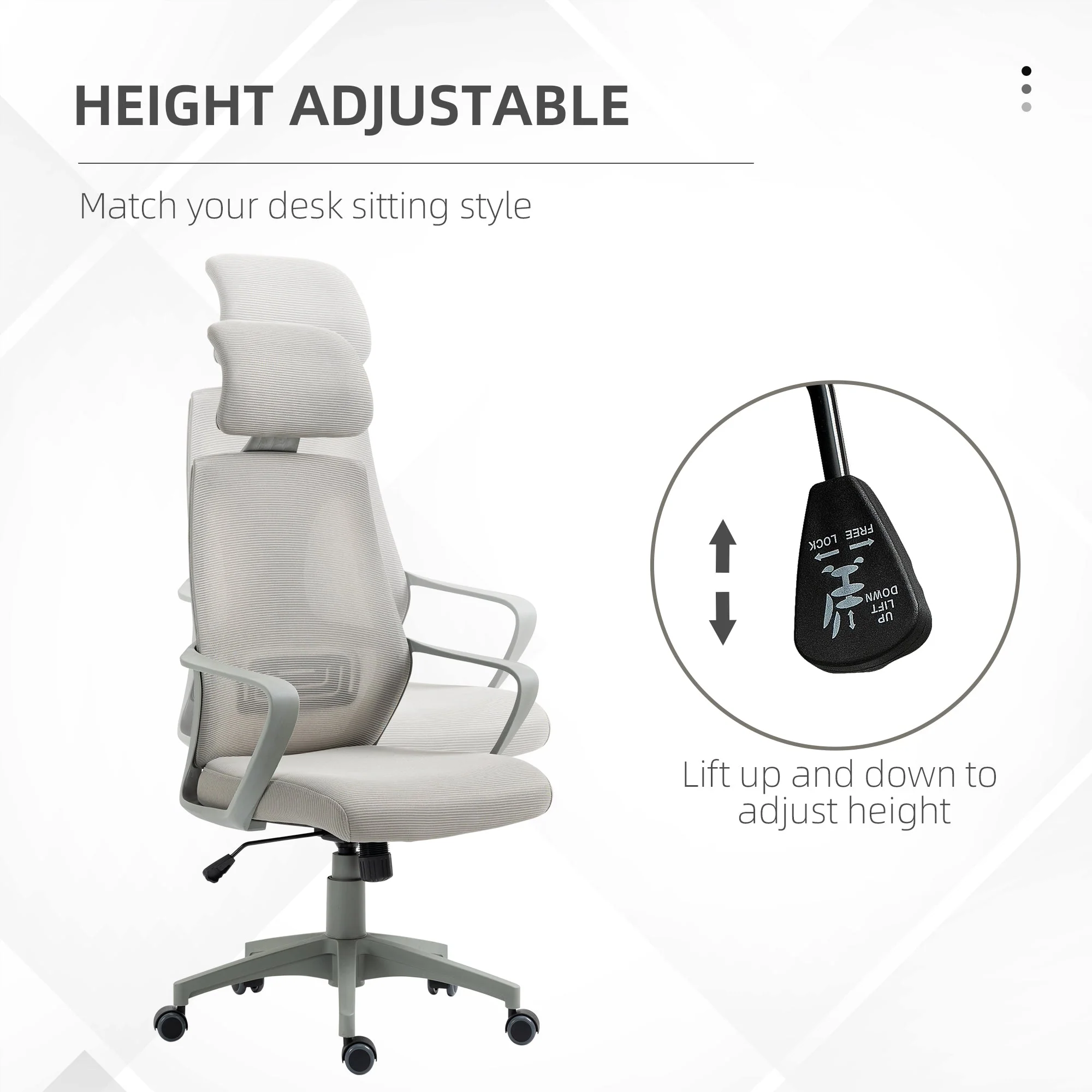 Vinsetto Ergonomic Office Chair w/ Wheel - Image 4