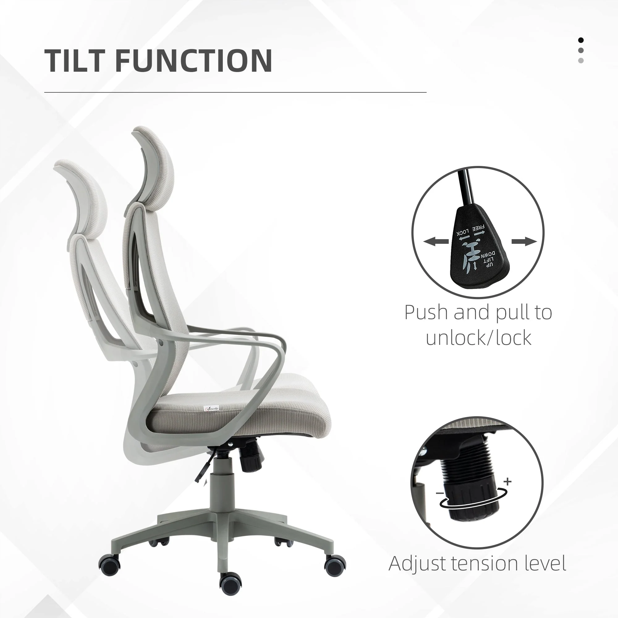 Vinsetto Ergonomic Office Chair w/ Wheel - Image 5