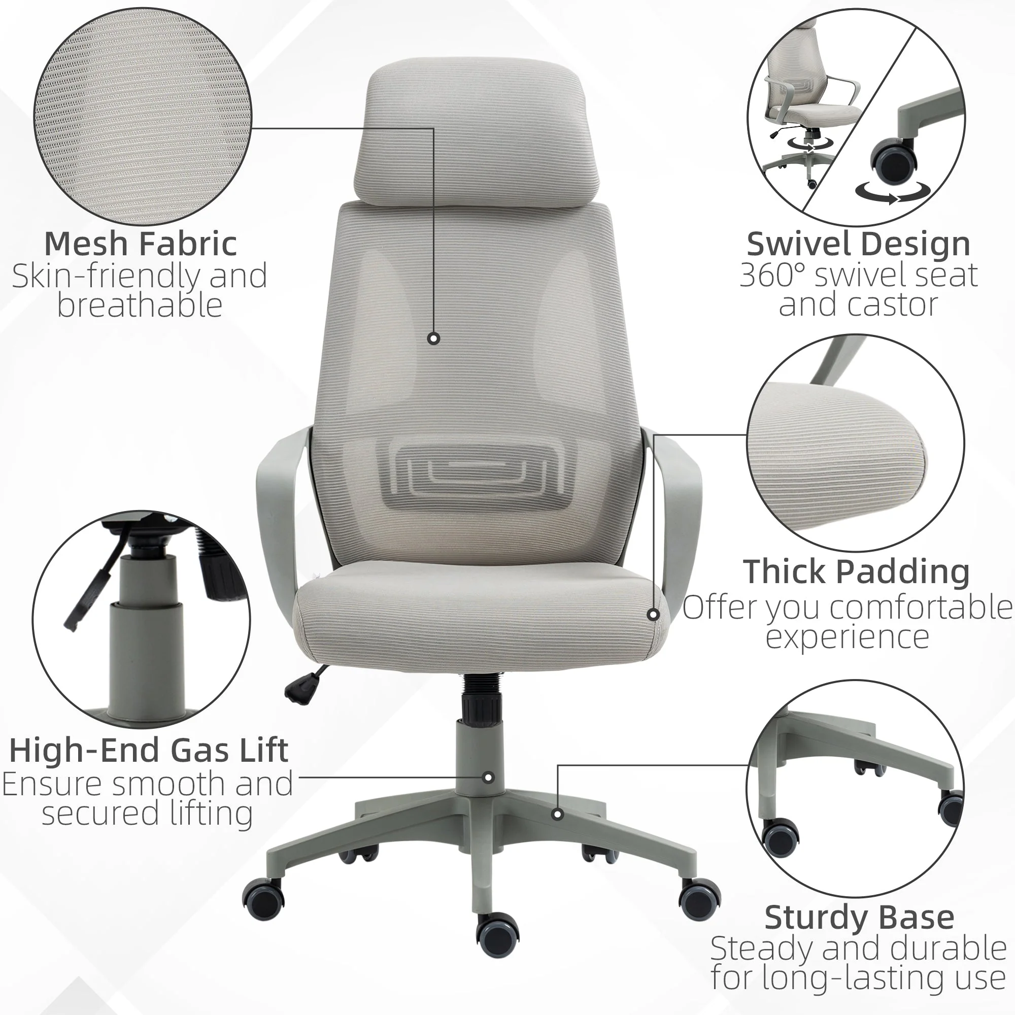 Vinsetto Ergonomic Office Chair w/ Wheel - Image 8