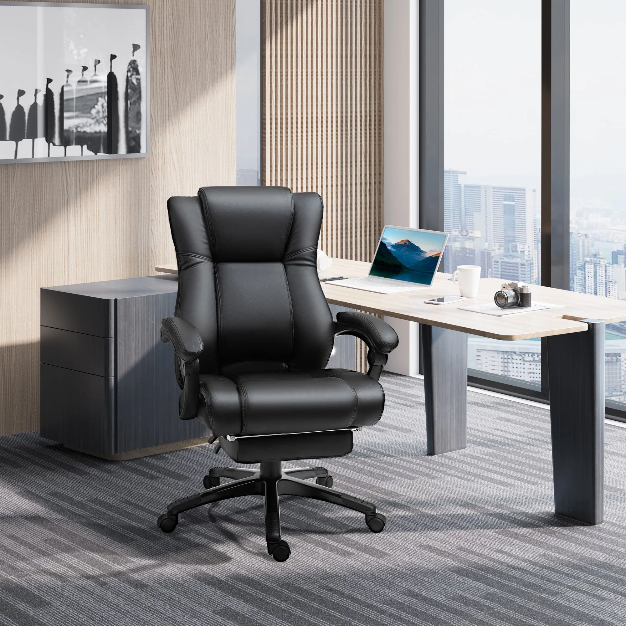 Vinsetto Executive Home Office Chair Swivel High Back Recliner PU Leather Ergonomic Chair - Image 2