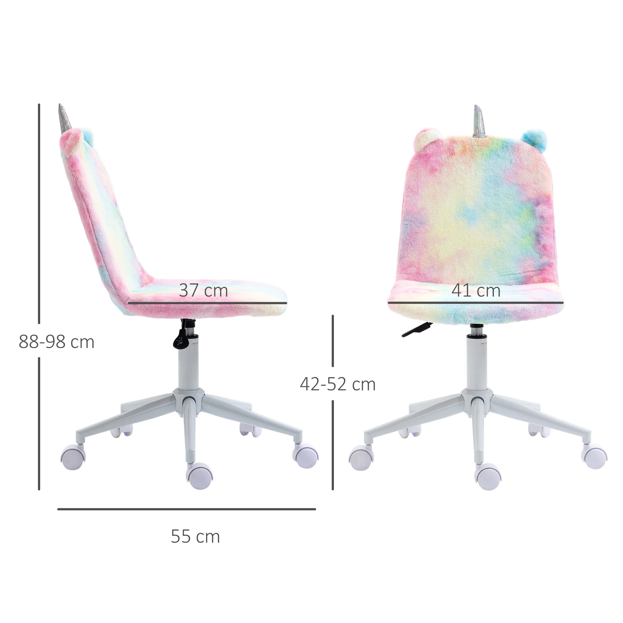 Vinsetto Fluffy Unicorn Office Chair with Mid-Back and Swivel Wheel - Image 3