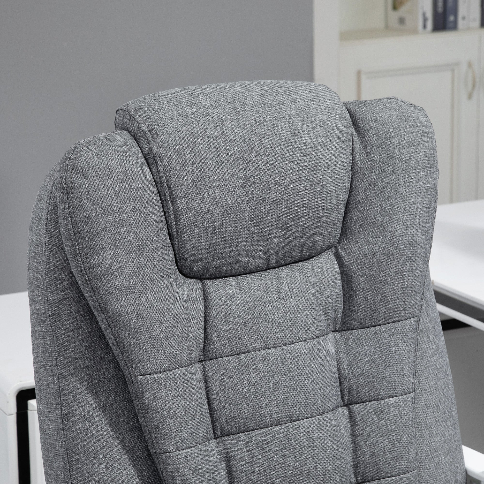Vinsetto Heated 6 Points Vibration Massage Executive Office Chair Adjustable Swivel Ergonomic High Back Desk Chair Recliner with Footrest Grey - Image 8