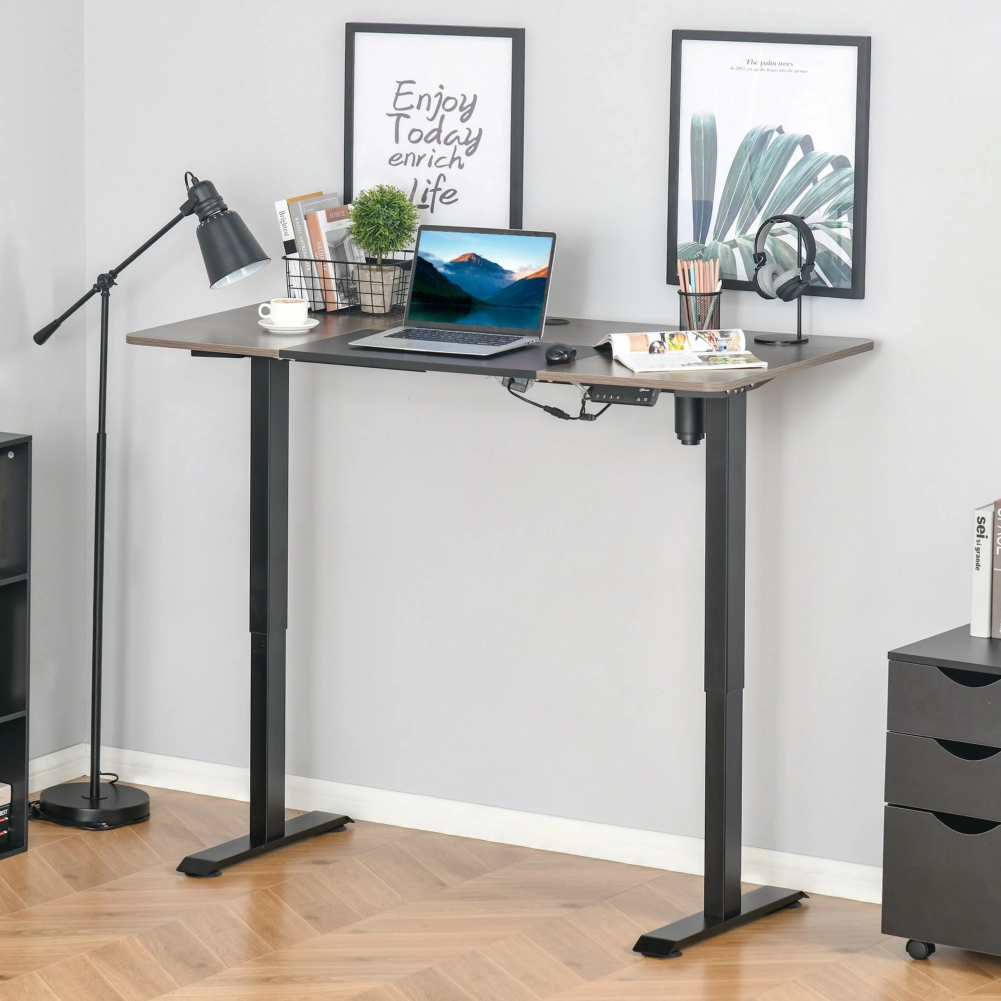 Vinsetto Height Adjustable Electric Standing Desk Stand Up Desk for Home Office Black - Image 2
