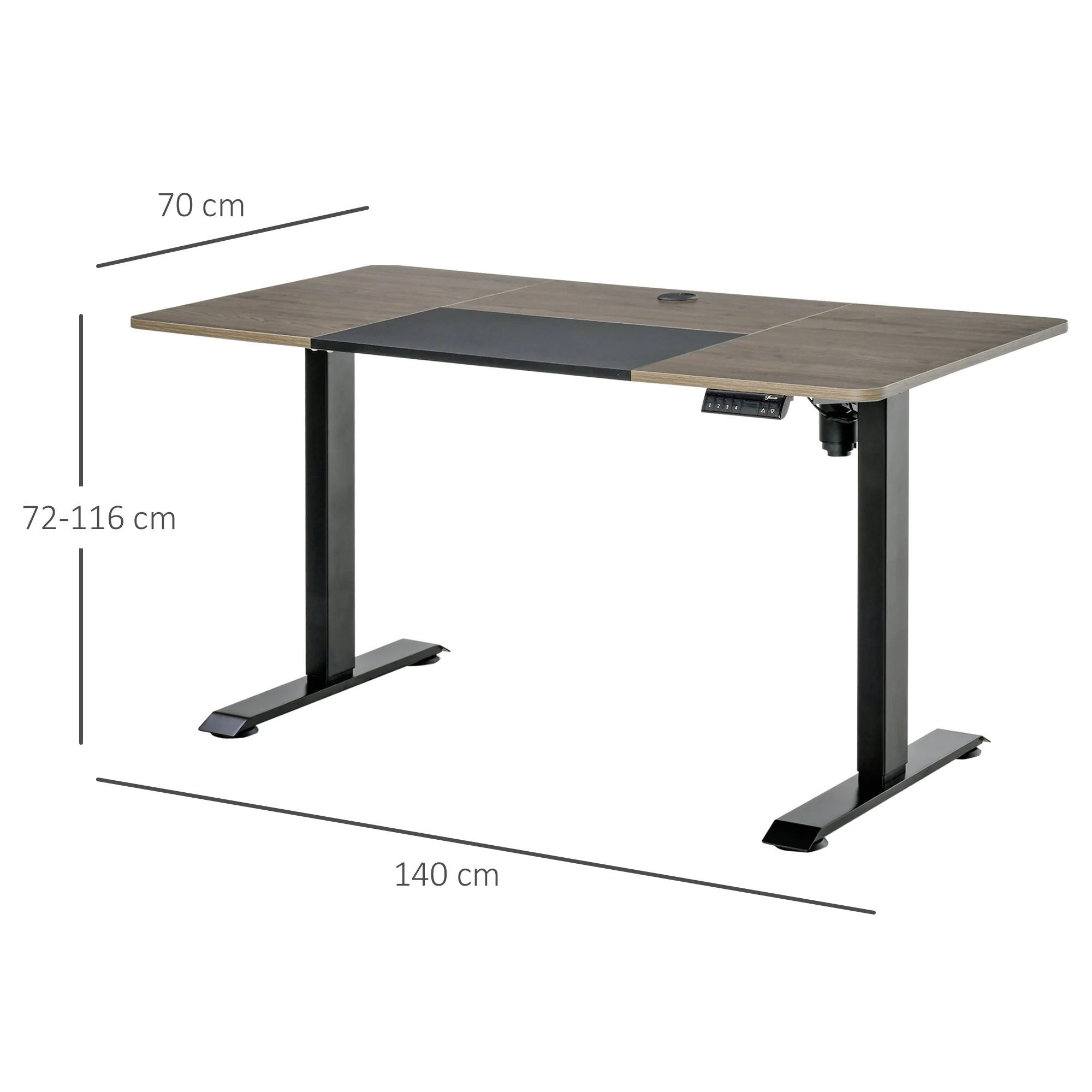 Vinsetto Height Adjustable Electric Standing Desk Stand Up Desk for Home Office Black - Image 3
