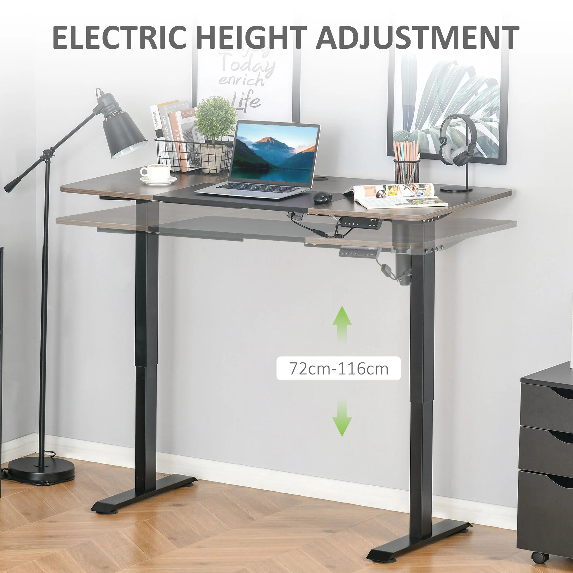 Vinsetto Height Adjustable Electric Standing Desk Stand Up Desk for Home Office Black - Image 4
