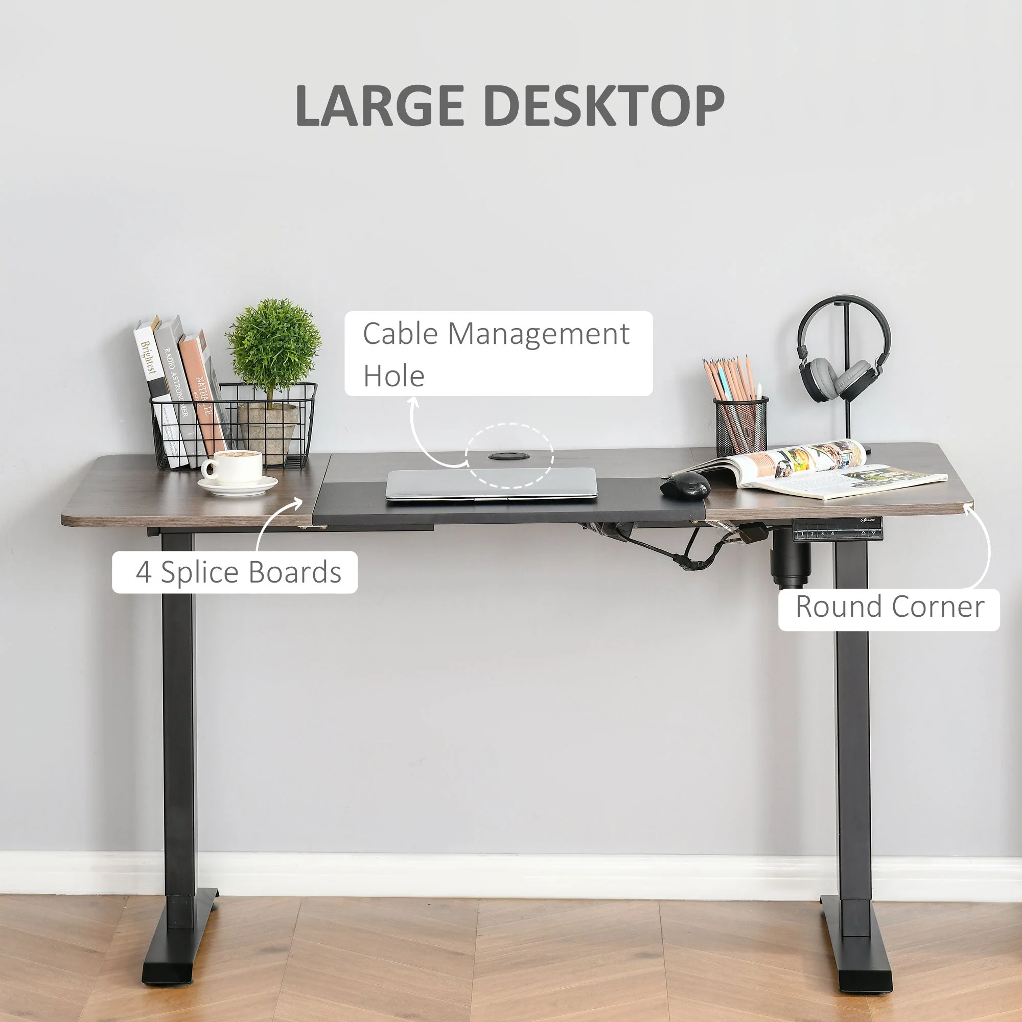 Vinsetto Height Adjustable Electric Standing Desk Stand Up Desk for Home Office Black - Image 6