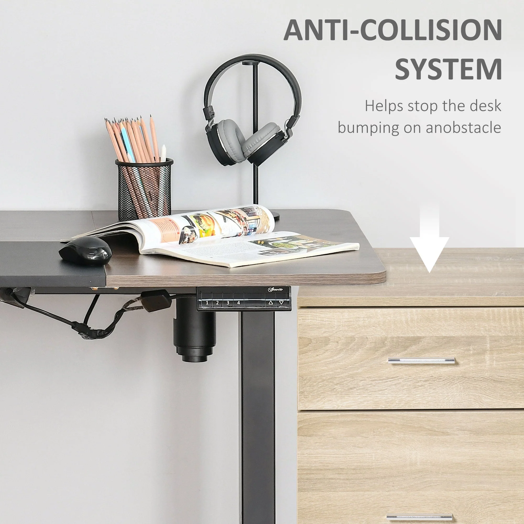 Vinsetto Height Adjustable Electric Standing Desk Stand Up Desk for Home Office Black - Image 7