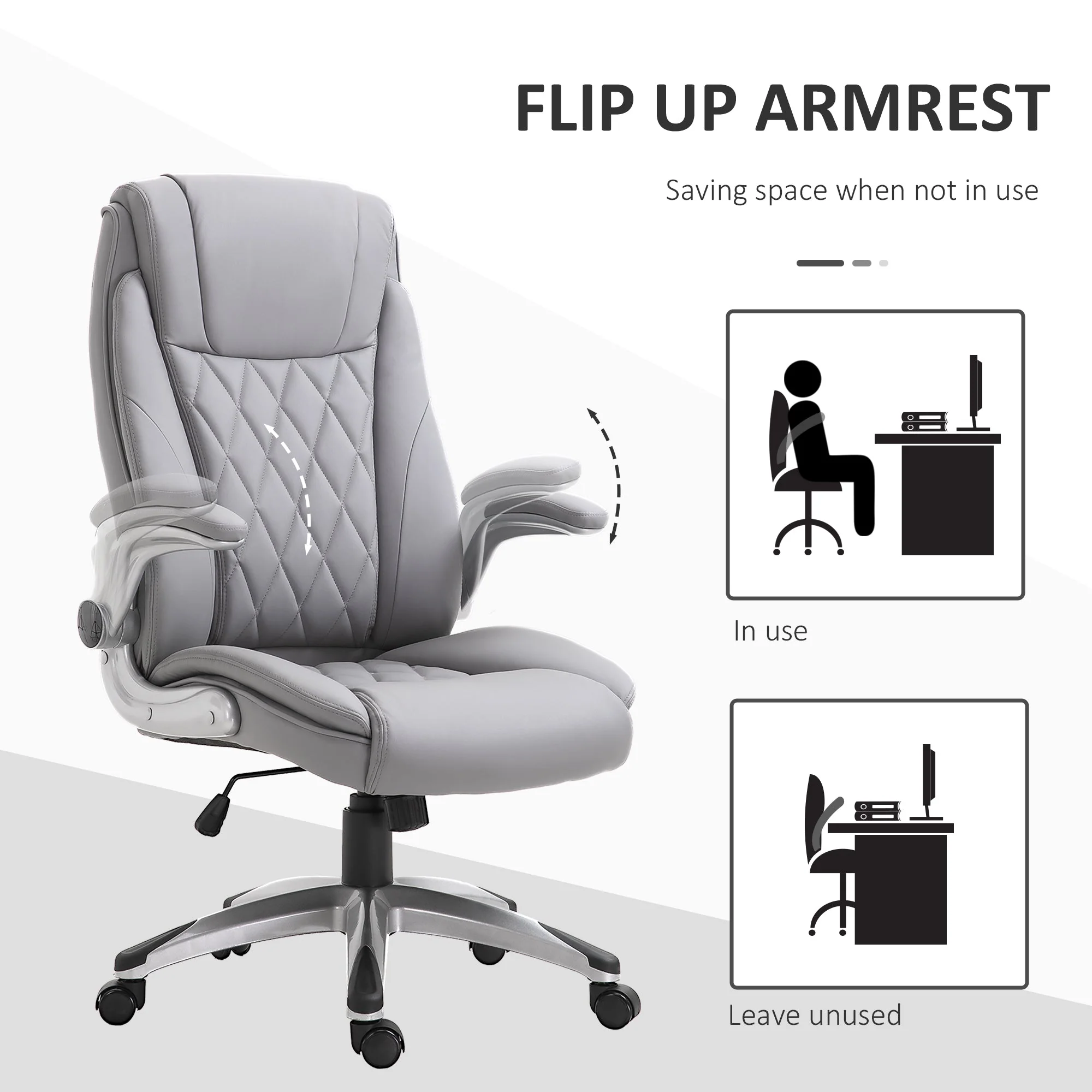 Vinsetto High Back Executive Office Chair Home Swivel PU Leather Ergonomic Chair - Image 3