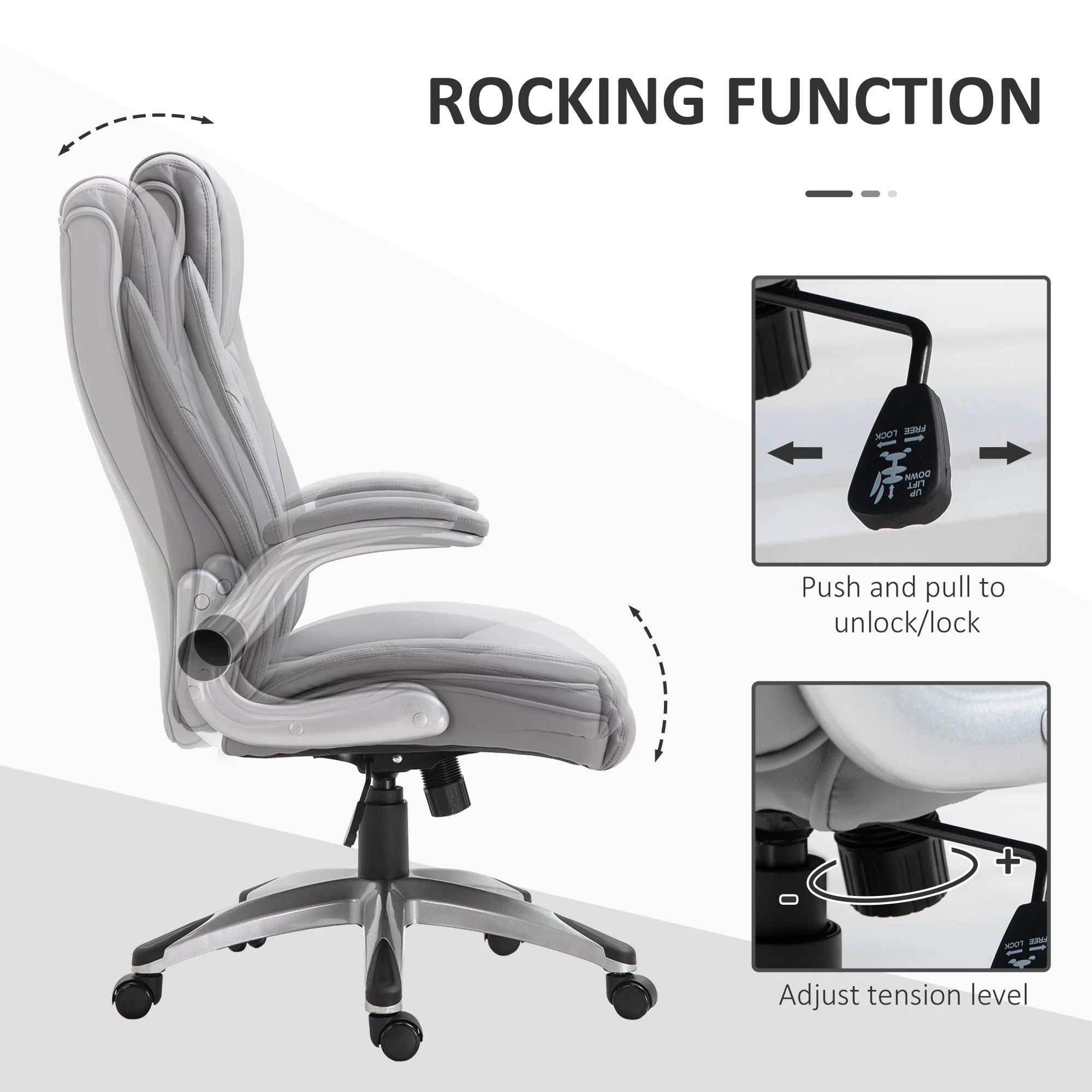 Vinsetto High Back Executive Office Chair Home Swivel PU Leather Ergonomic Chair - Image 5