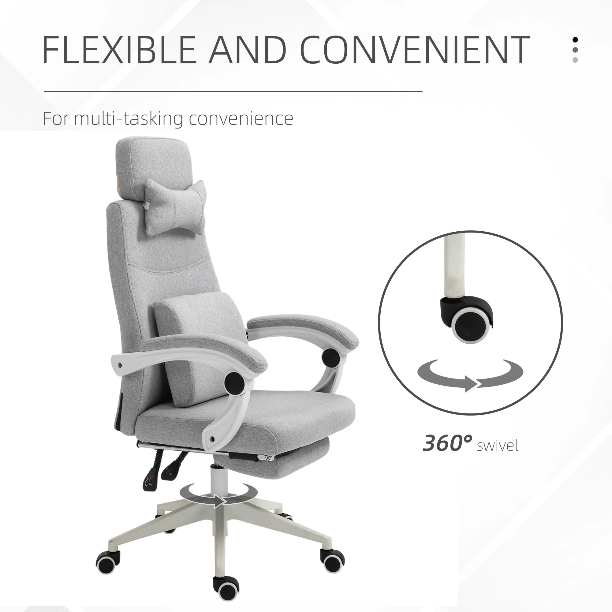 Vinsetto High Back Home Office Chair with Footrest - Image 4