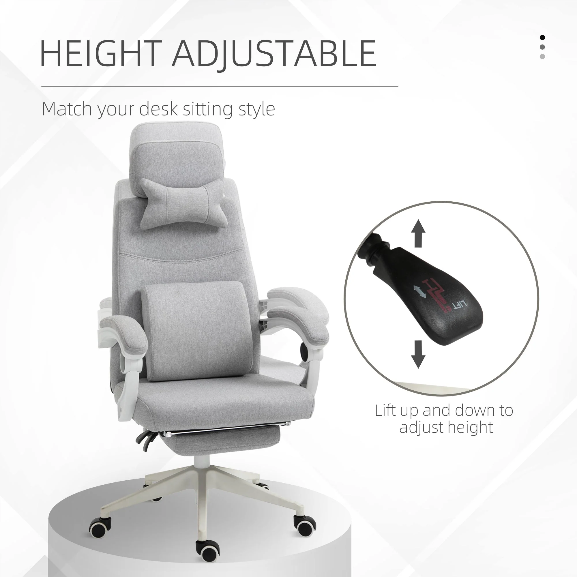 Vinsetto High Back Home Office Chair with Footrest - Image 5