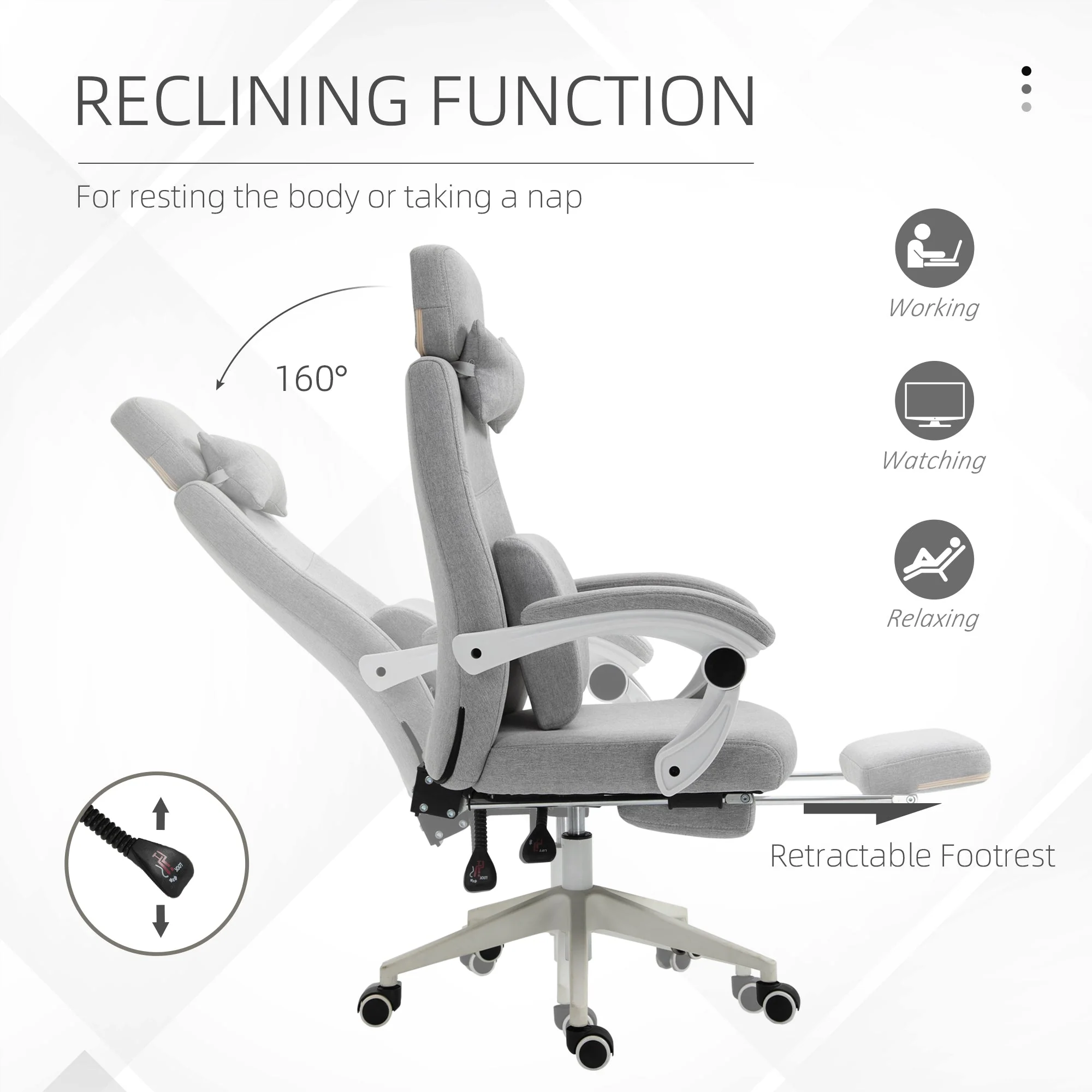 Vinsetto High Back Home Office Chair with Footrest - Image 7