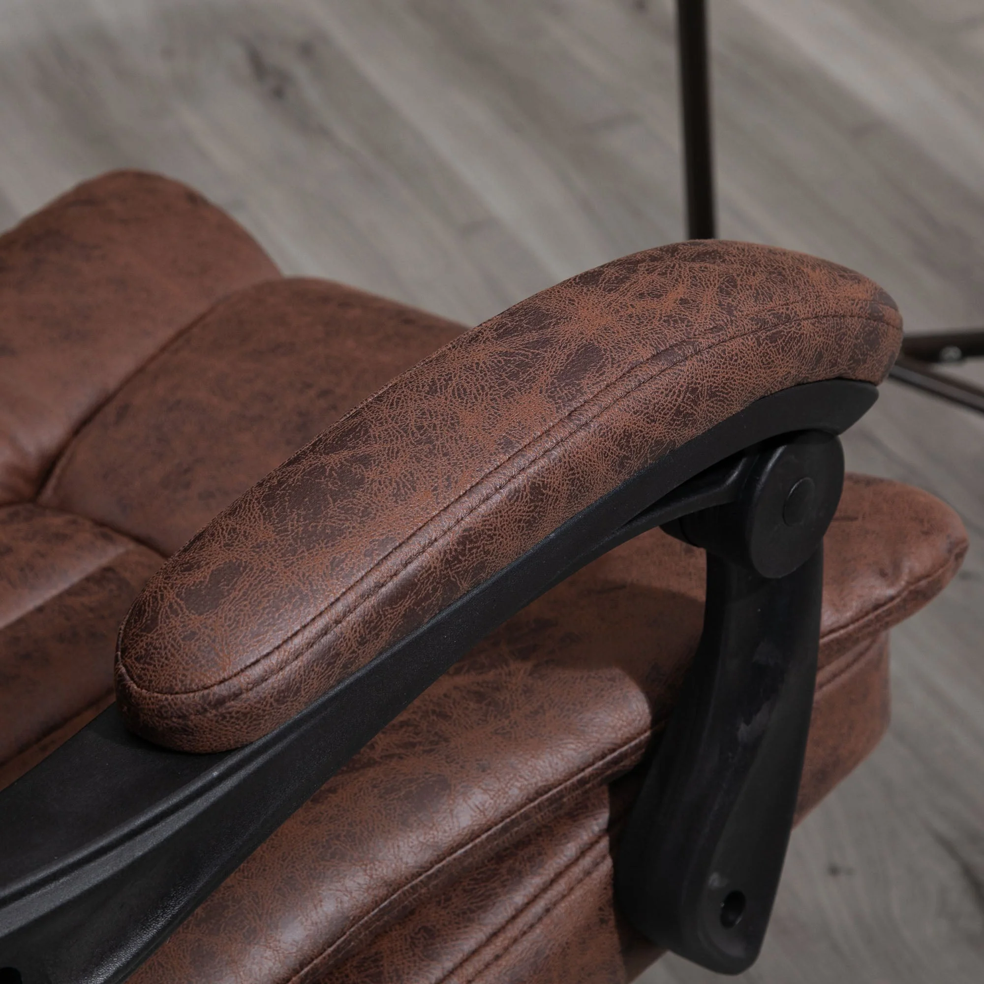 Vinsetto Home Office Chair Microfibre Desk Chair With Reclining Function Armrests Swivel Wheels Footrest Brown - Image 8