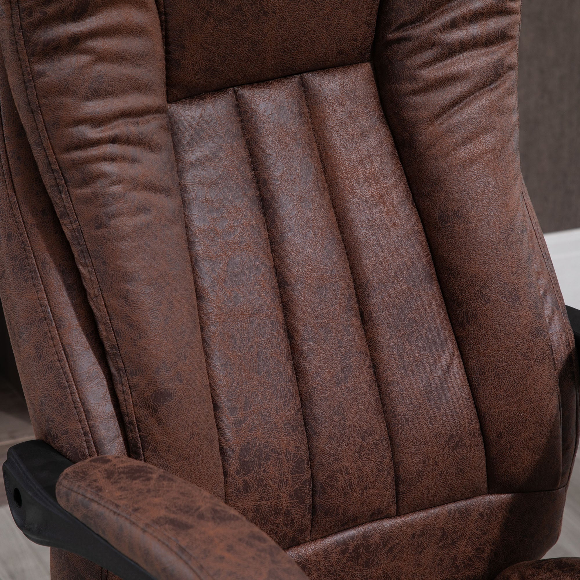 Vinsetto Home Office Chair Microfibre Desk Chair With Reclining Function Armrests Swivel Wheels Footrest Brown - Image 9