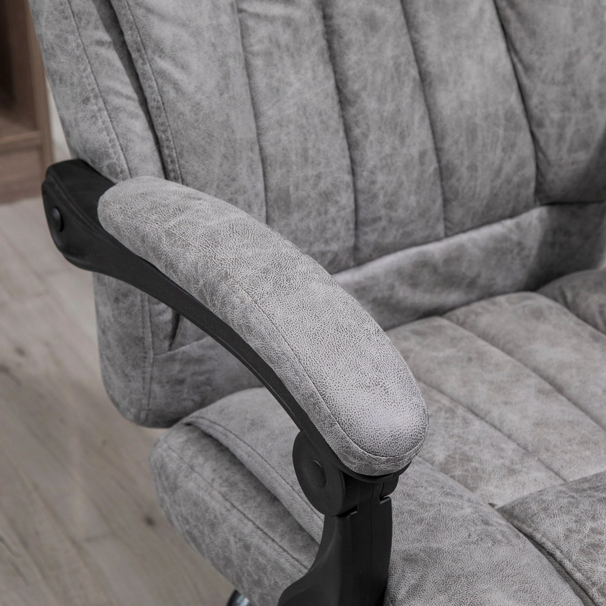 Vinsetto Home Office Chair Microfibre Desk Chair with Reclining Function Armrests Swivel Wheels Footrest Grey - Image 8