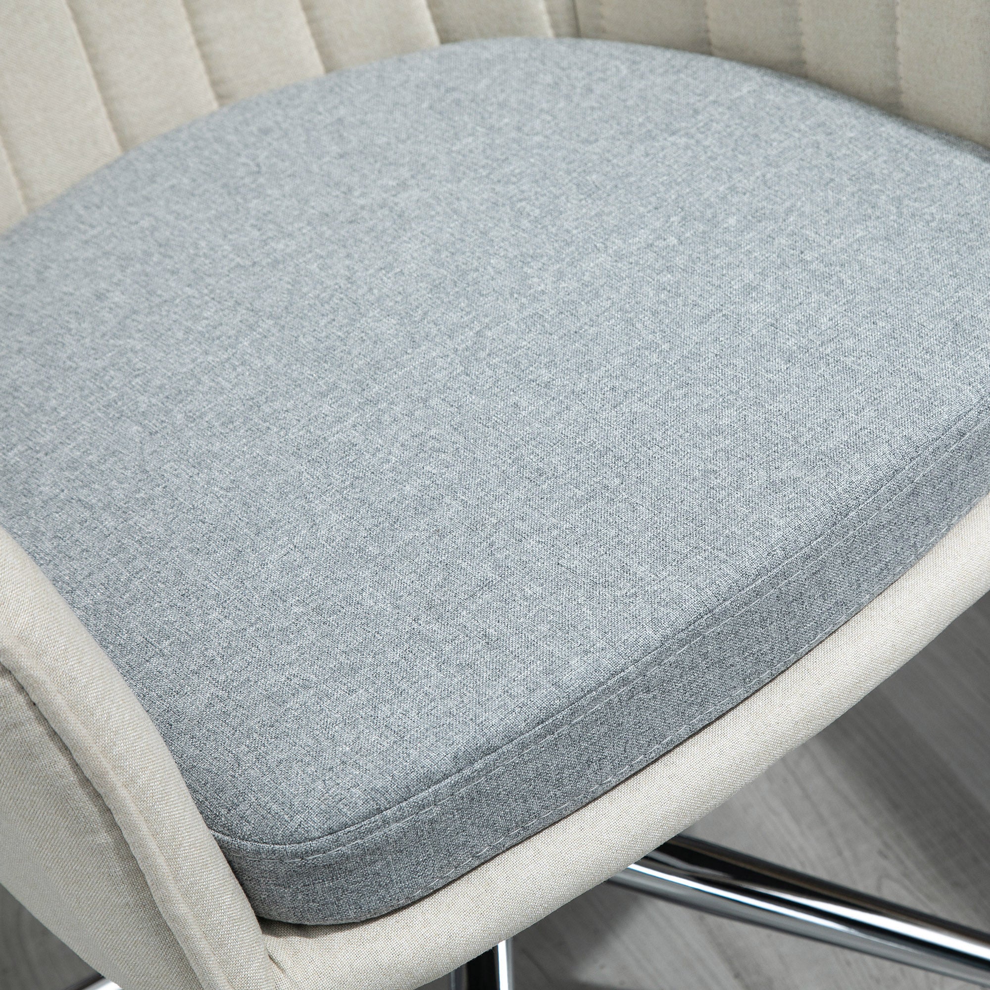 Vinsetto Leisure Office Chair Linen Swivel Computer Desk Chair Study With Wheel Beige - Image 9