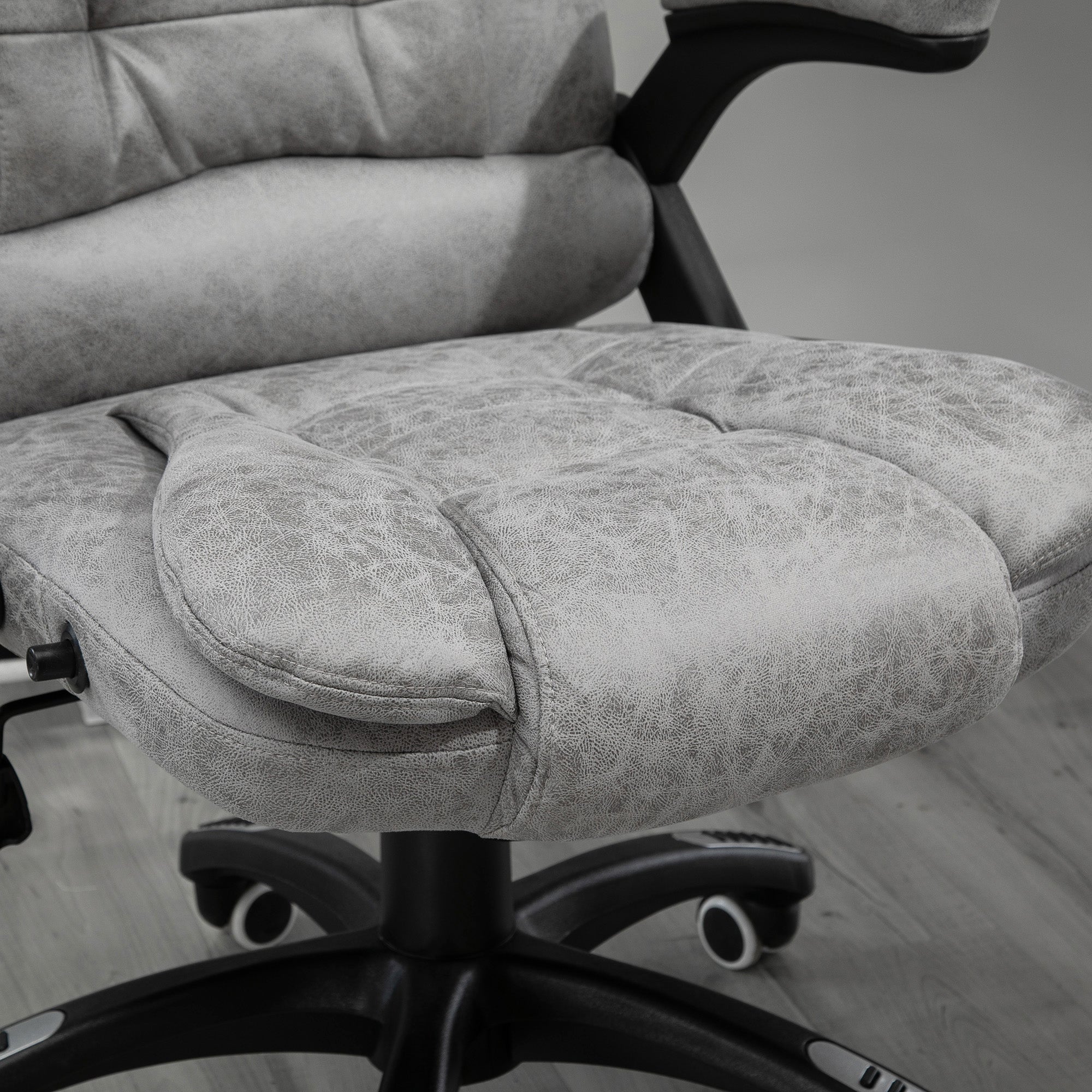 Vinsetto Massage Recliner Chair Heated Office Chair with Six Massage Points Microfiber Cloth 360° Swivel Wheels Grey - Image 8