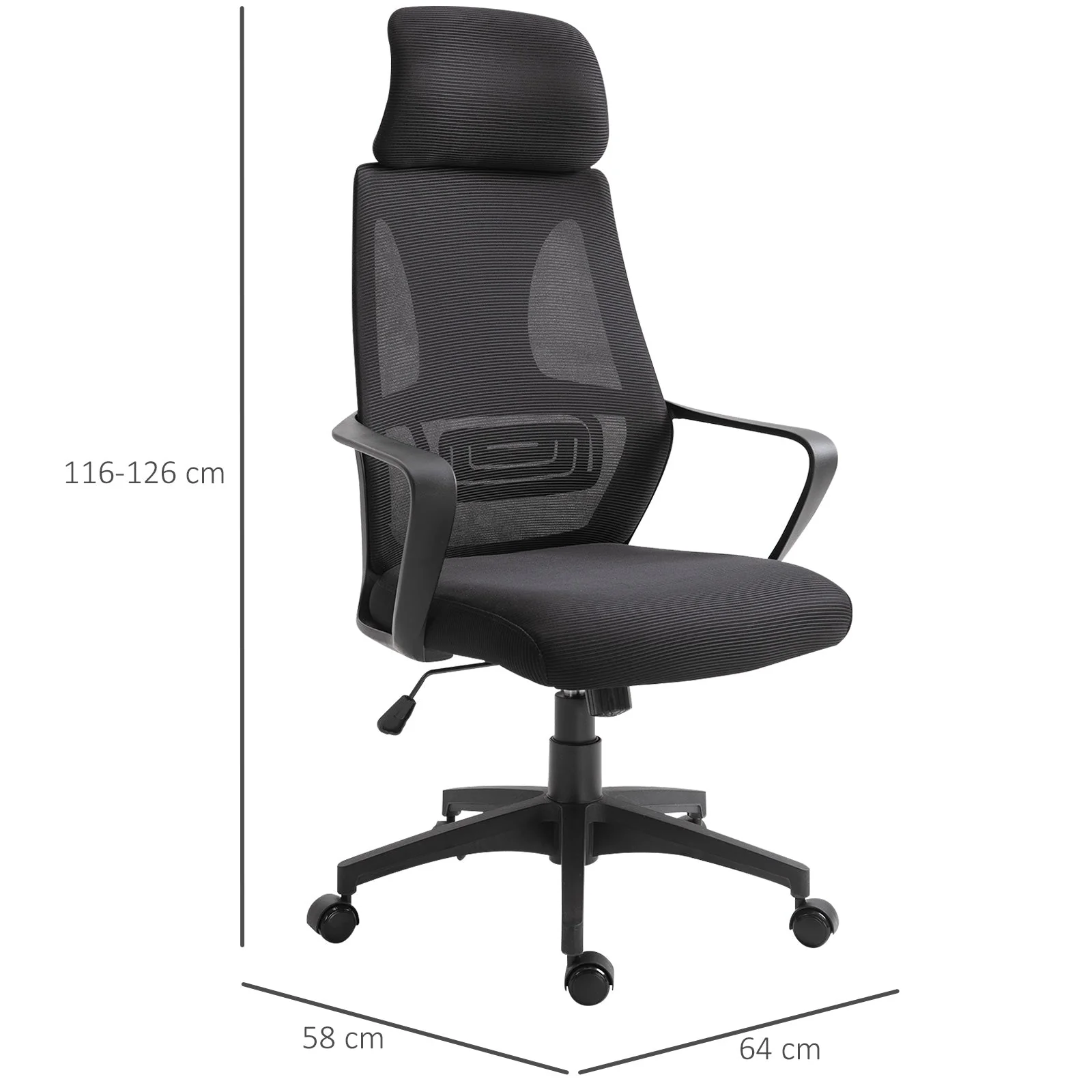 Vinsetto Mesh Ergonomic Home Office Chair w/ Headrest - Image 3
