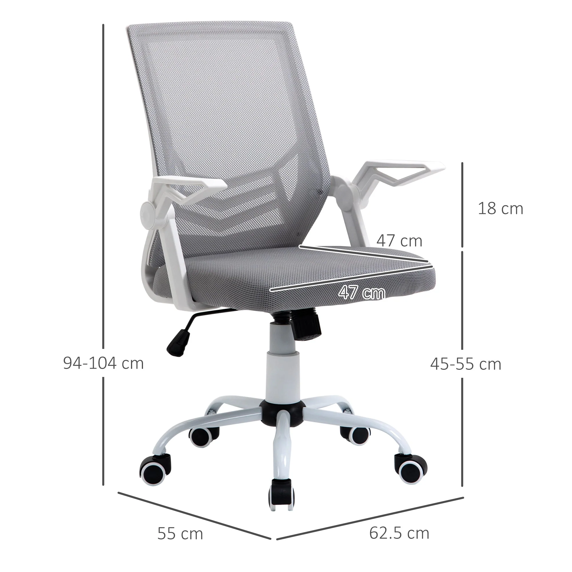 Vinsetto Mesh Office Chair Swivel Task Computer Desk Chair for Home with Lumbar Back Support - Image 2