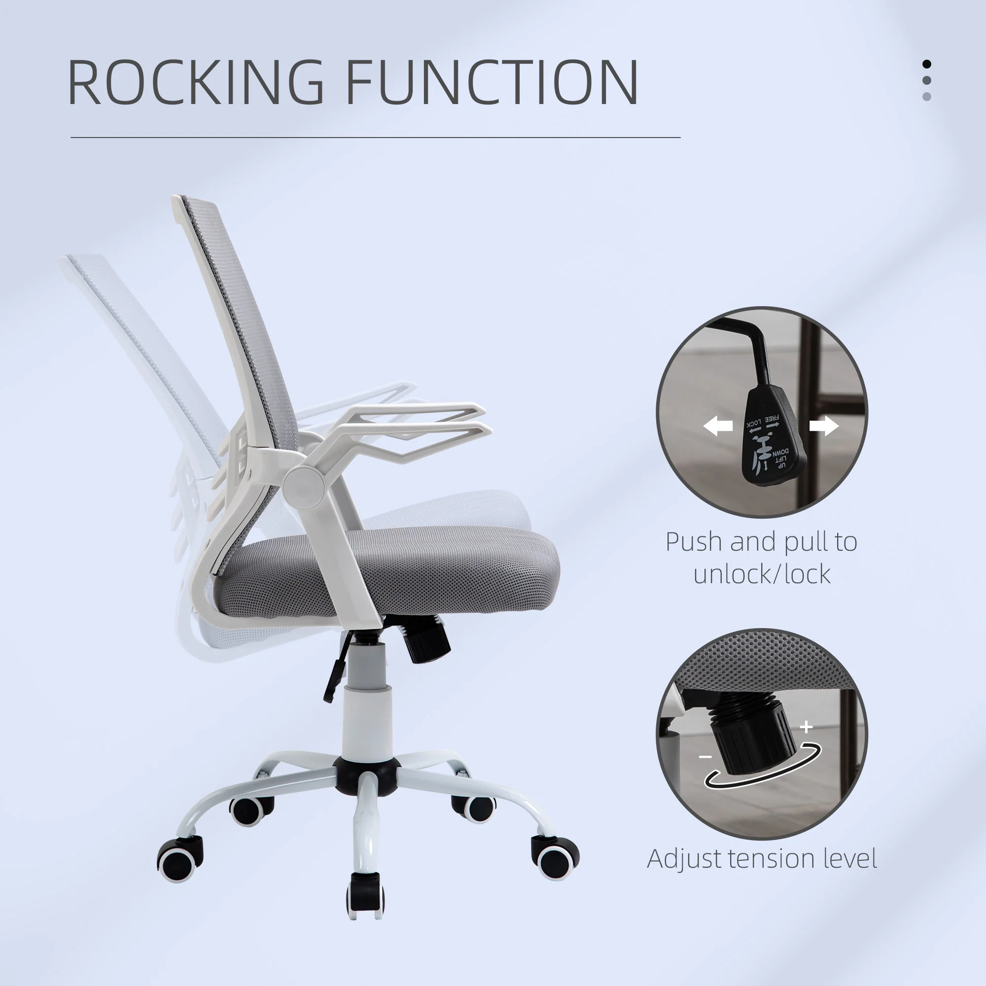 Vinsetto Mesh Office Chair Swivel Task Computer Desk Chair for Home with Lumbar Back Support - Image 4