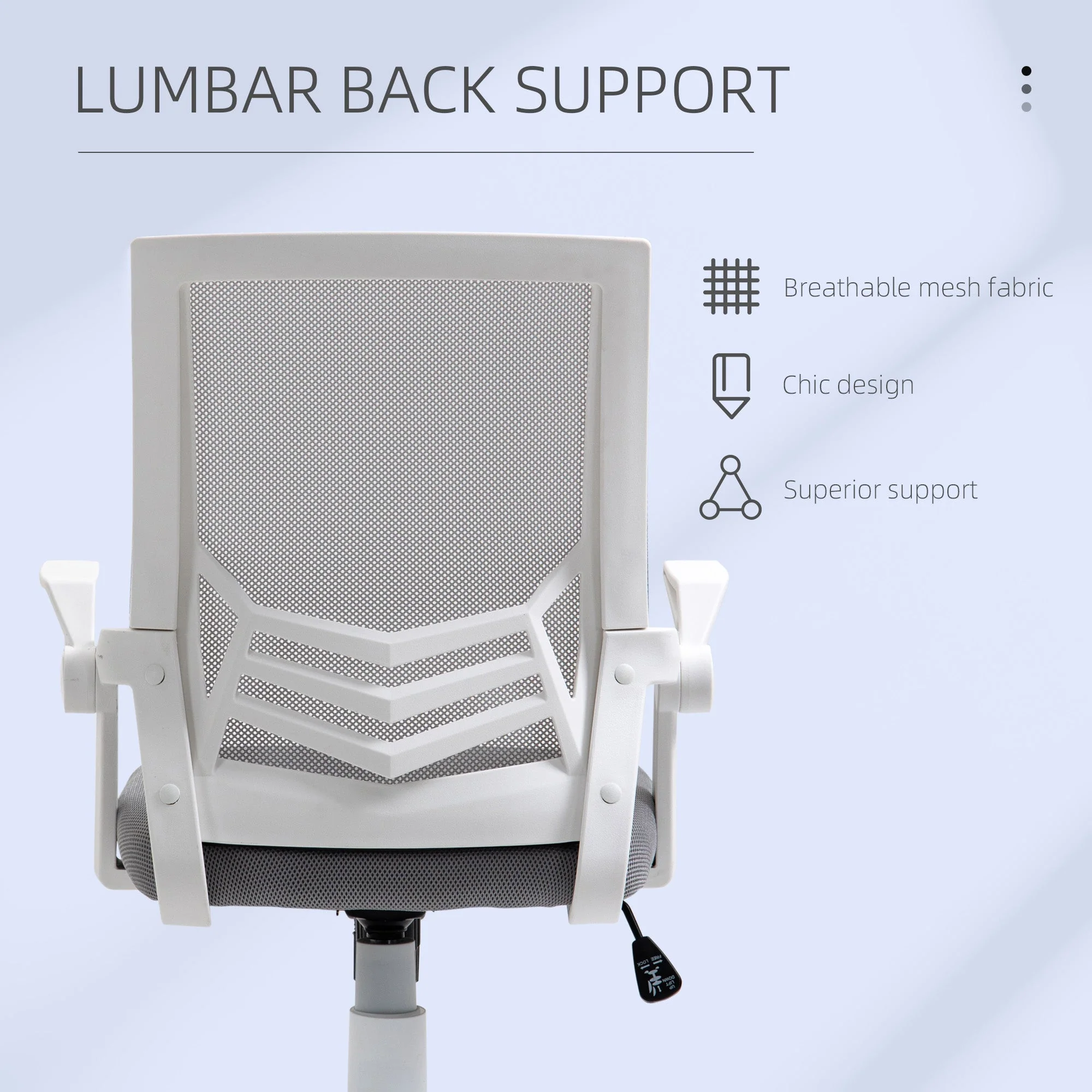 Vinsetto Mesh Office Chair Swivel Task Computer Desk Chair for Home with Lumbar Back Support - Image 5