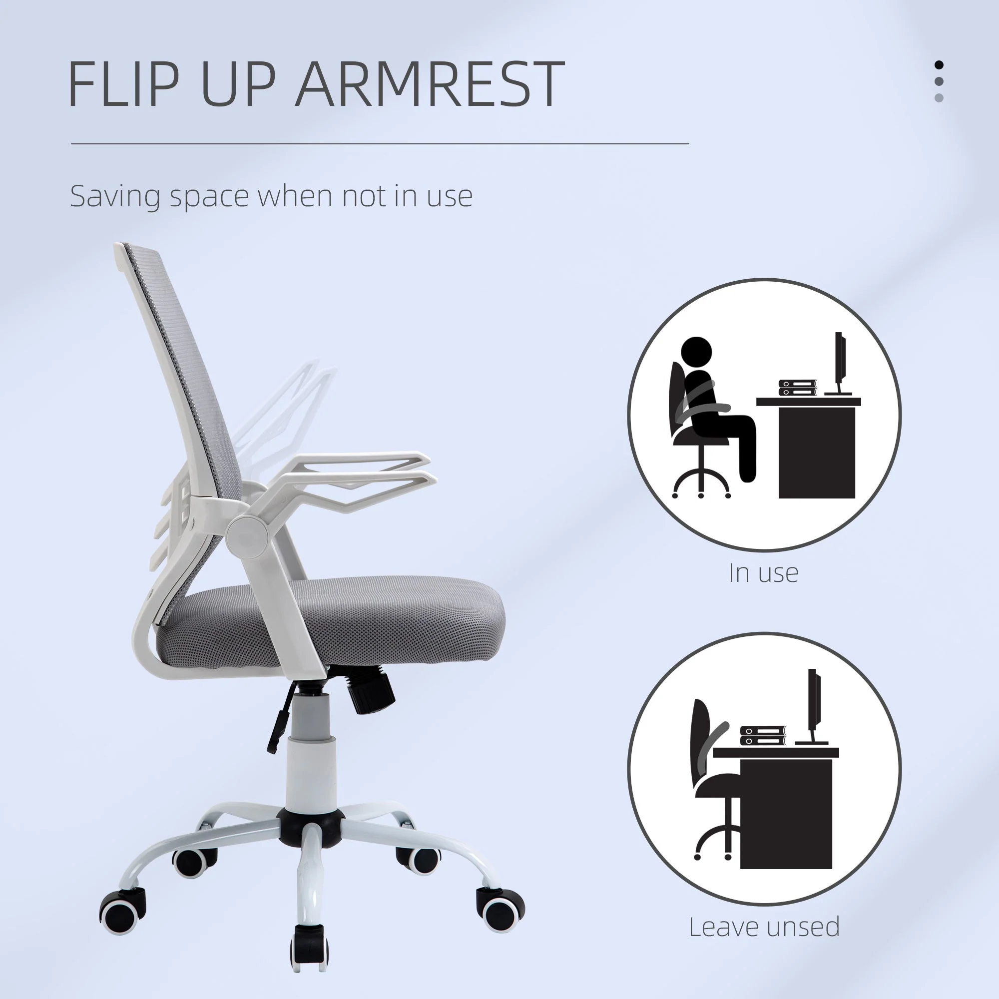 Vinsetto Mesh Office Chair Swivel Task Computer Desk Chair for Home with Lumbar Back Support - Image 6