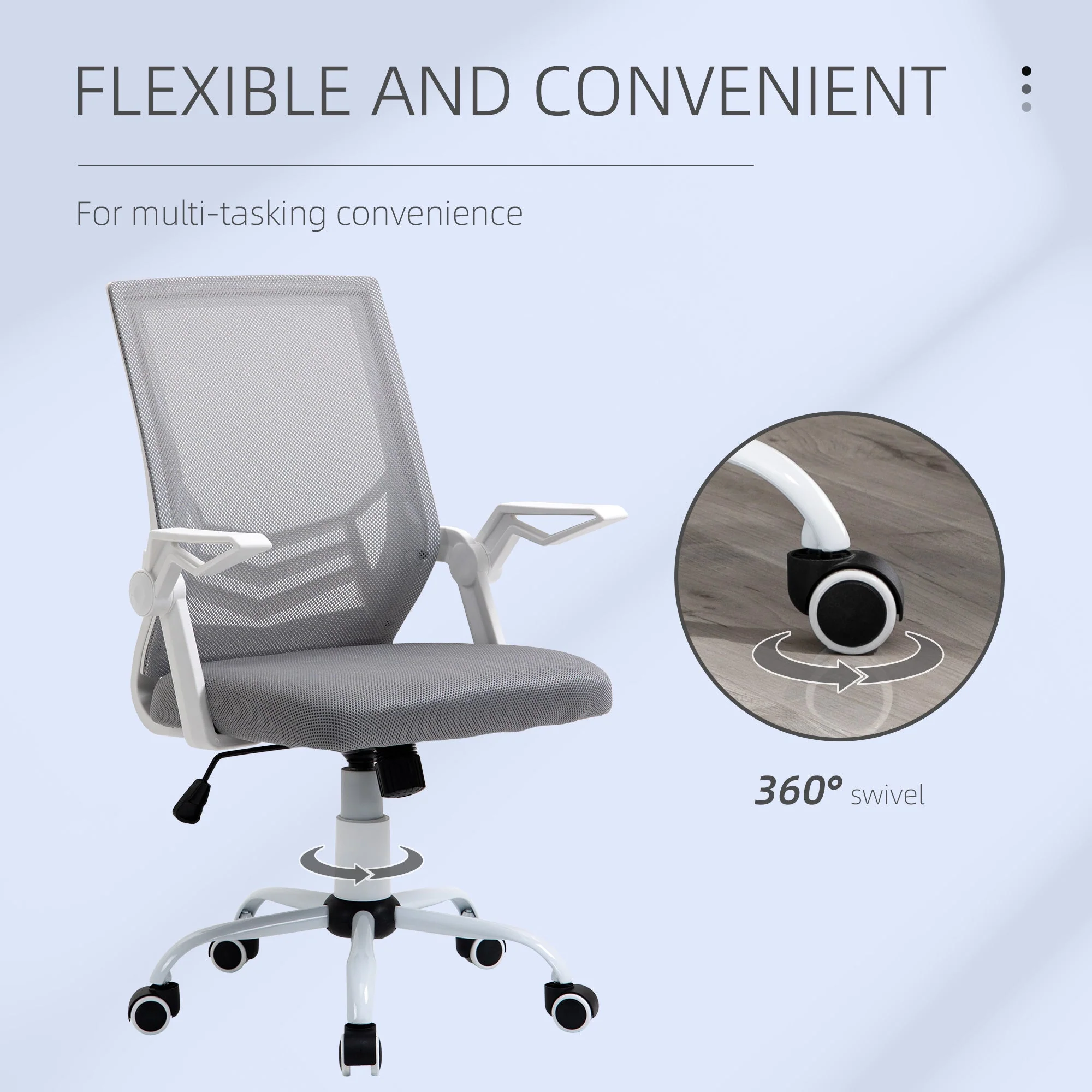 Vinsetto Mesh Office Chair Swivel Task Computer Desk Chair for Home with Lumbar Back Support - Image 7