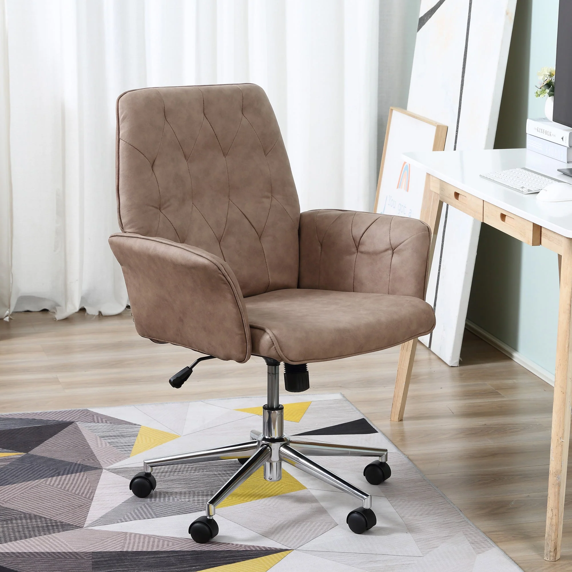 Vinsetto Micro Fibre Office Chair Mid Back Computer Desk Chair with Adjustable Seat - Image 2