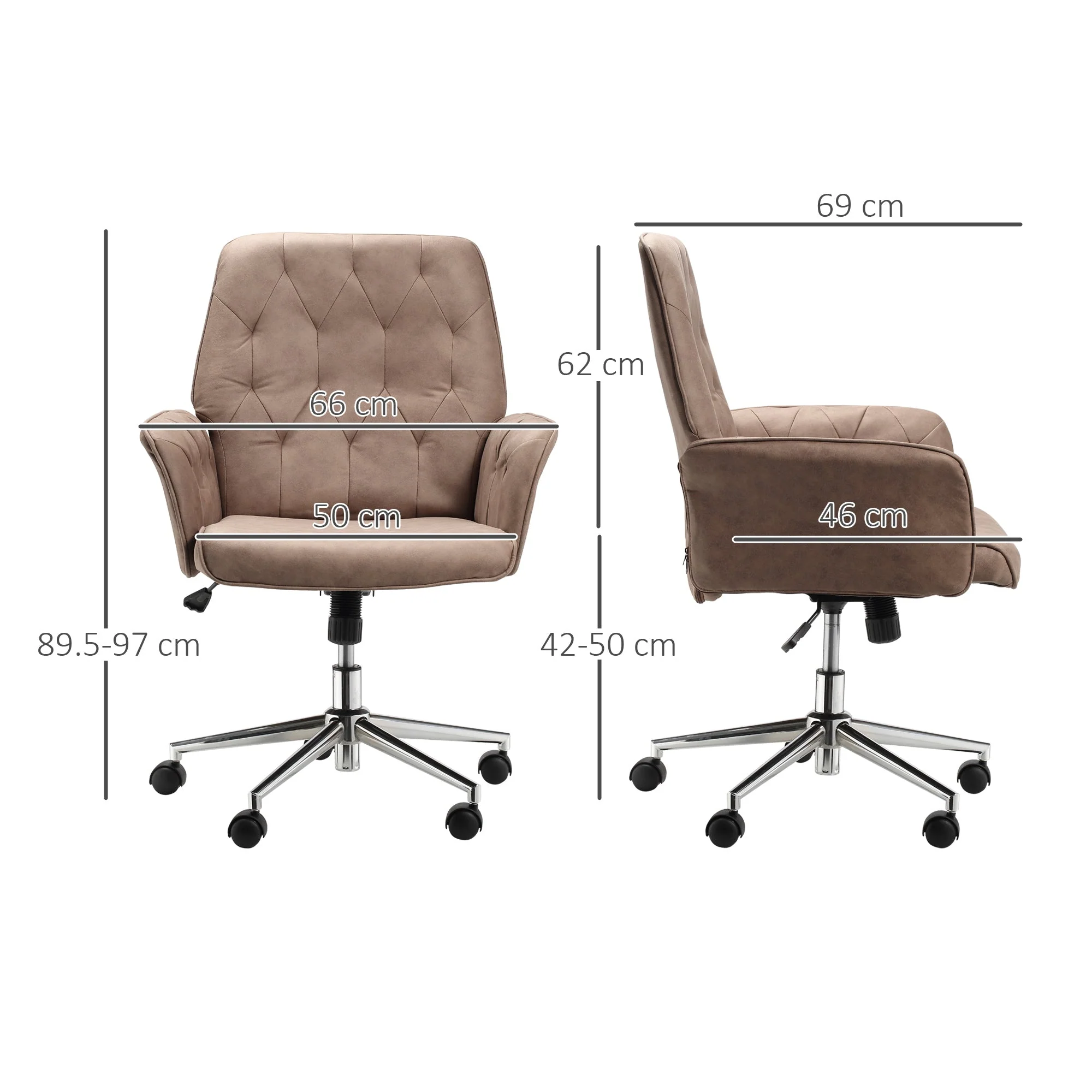 Vinsetto Micro Fibre Office Chair Mid Back Computer Desk Chair with Adjustable Seat - Image 3