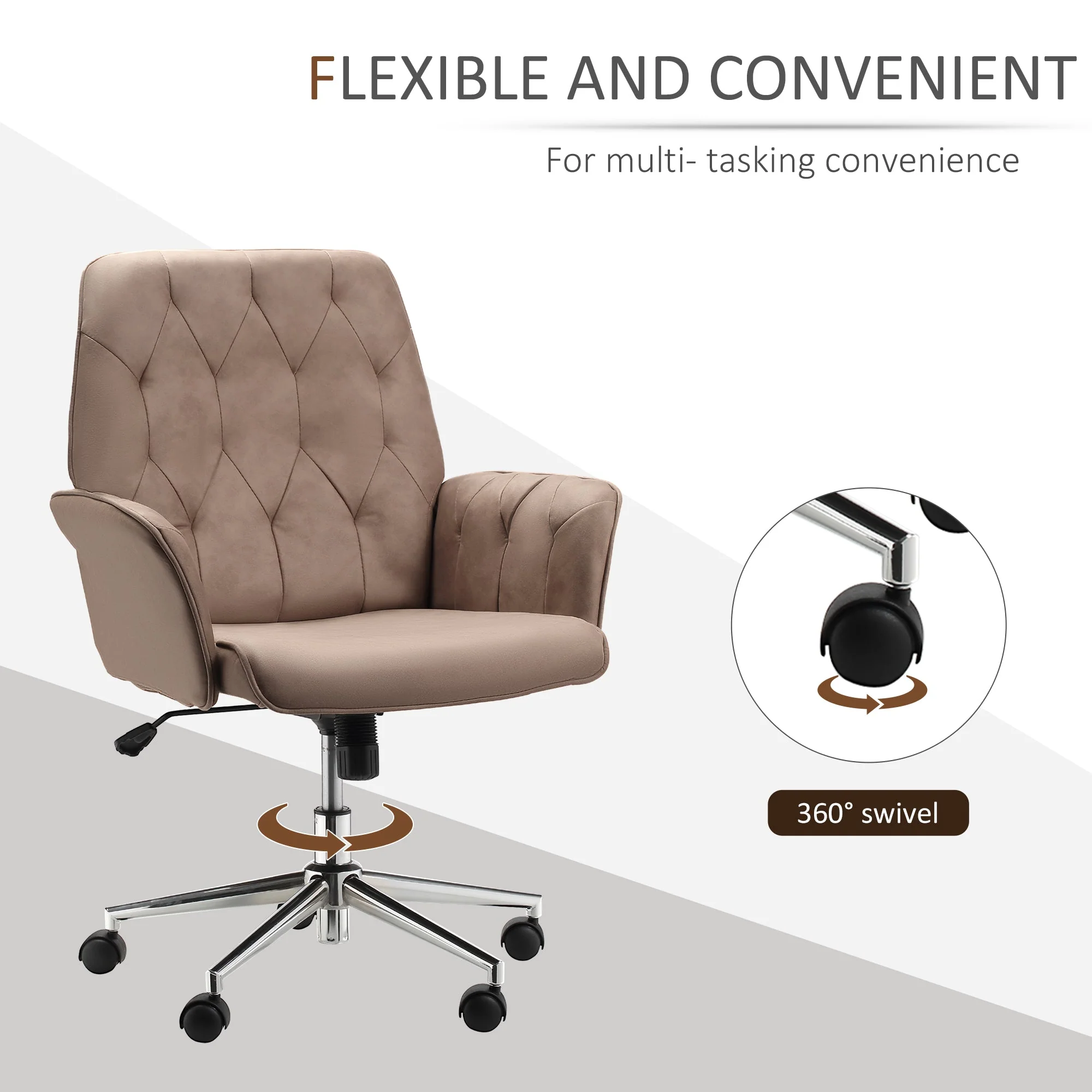 Vinsetto Micro Fibre Office Chair Mid Back Computer Desk Chair with Adjustable Seat - Image 6