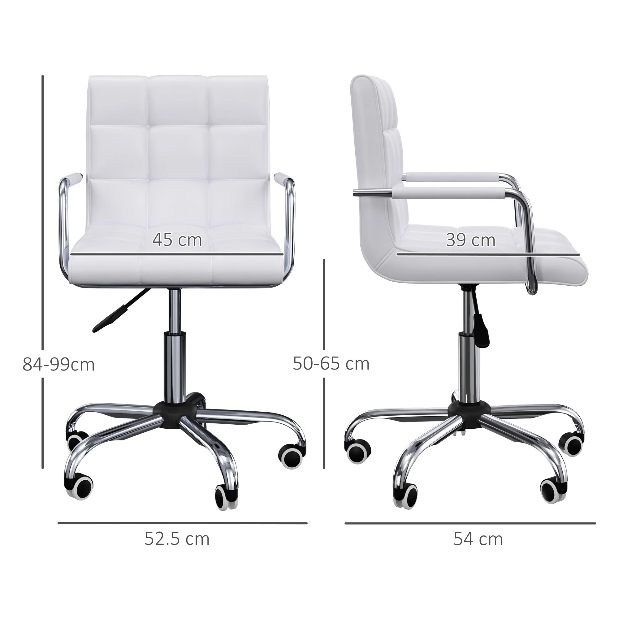Vinsetto Mid Back PU Leather Home Office Desk Chair Swivel Computer Chair with Arm - Image 3