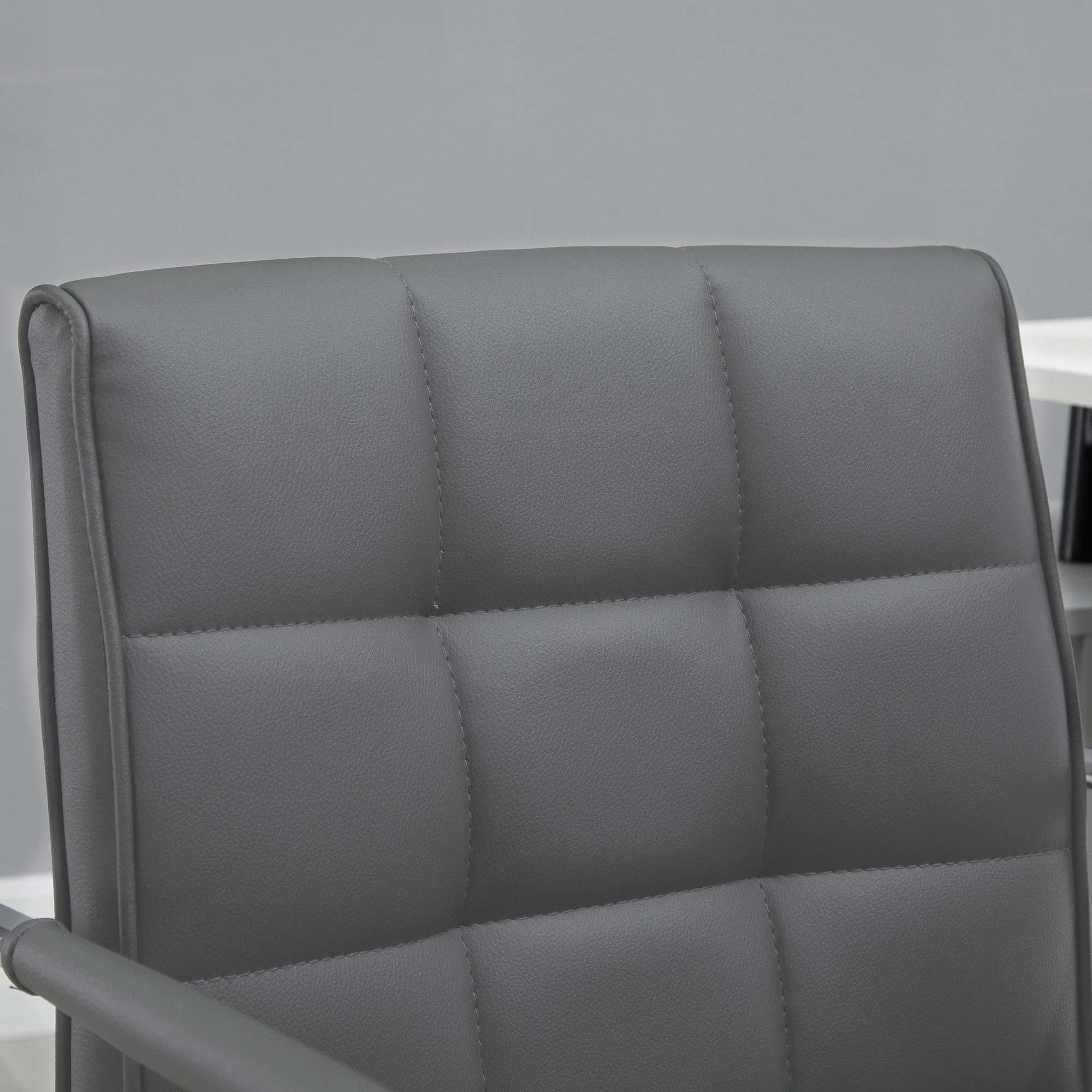 Vinsetto Mid Back PU Leather Home Office Desk Chair Swivel Computer Chair with Arm - Image 8