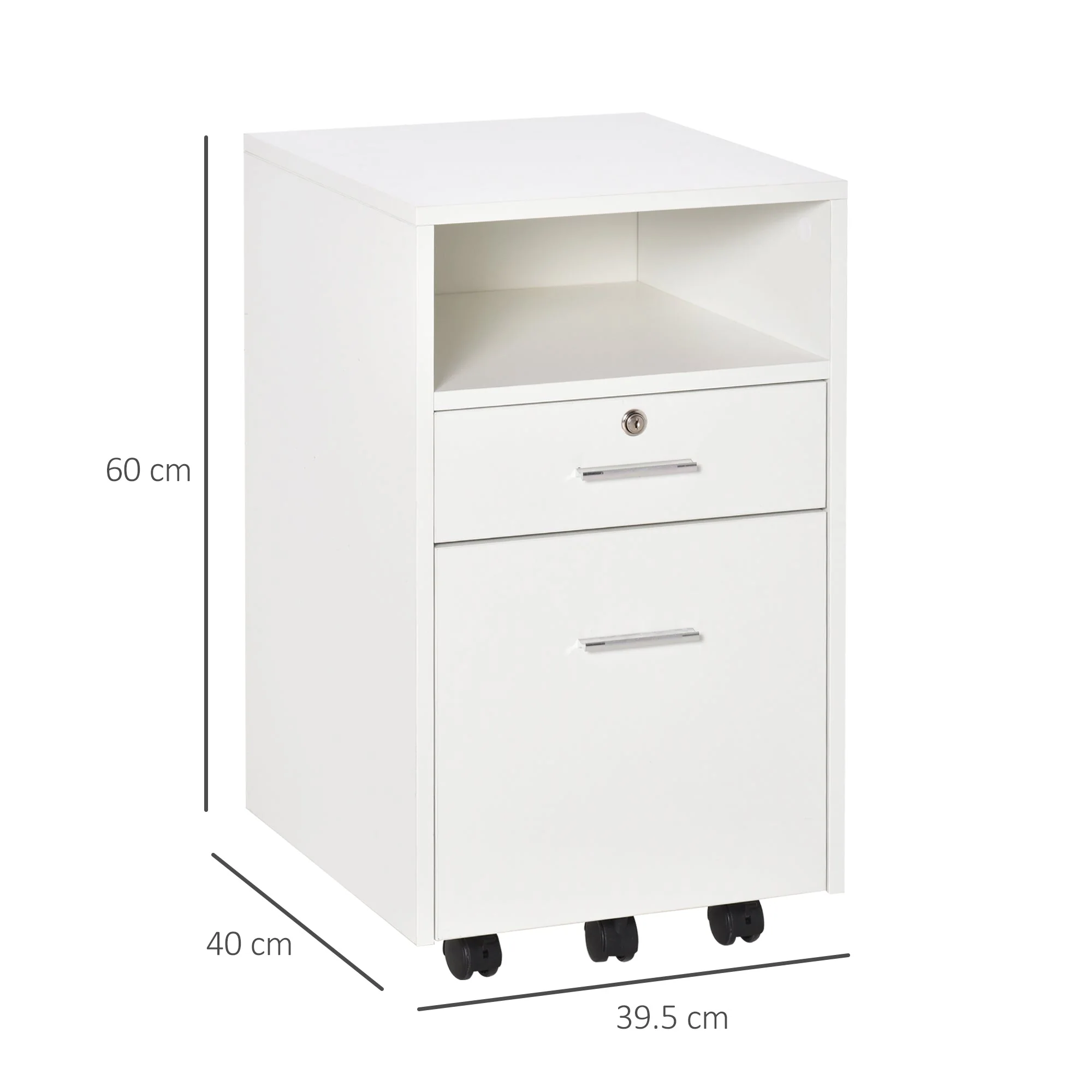 Vinsetto Mobile File Cabinet Home Filing Furniture w/ Lock - Image 3