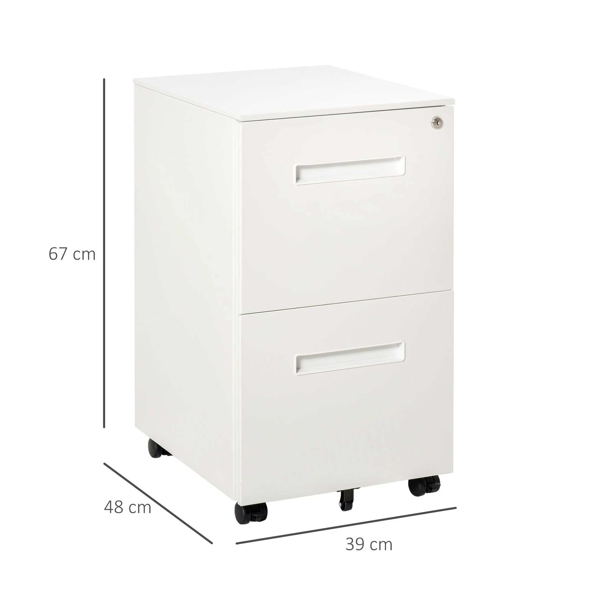 Vinsetto Mobile File Cabinet Home Filing Furniture with Adjustable Partition and Lock - Image 3