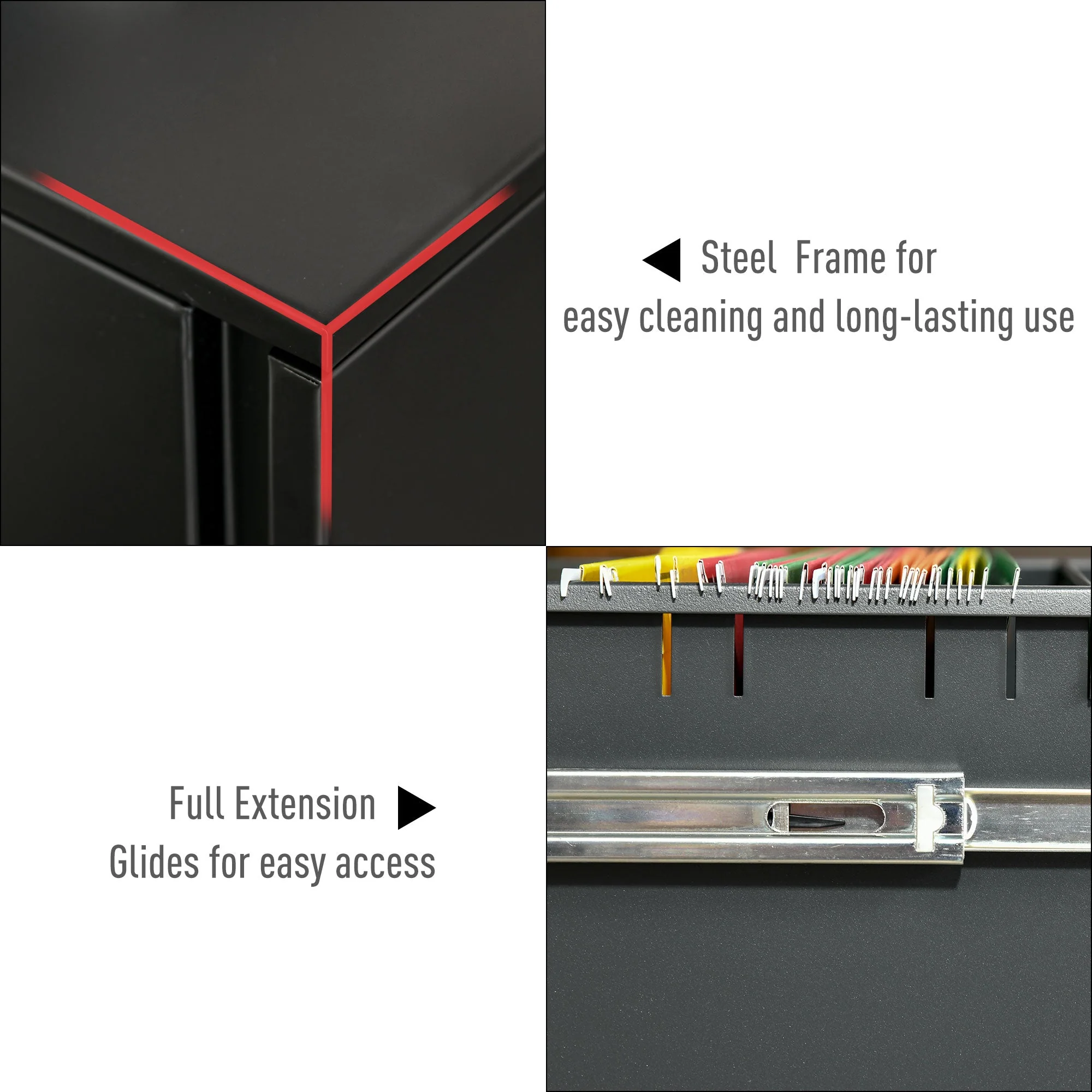 Vinsetto Mobile File Cabinet Vertical Home Office Organizer Filing Furniture with Adjustable Partition for A4 Letter Size - Image 6
